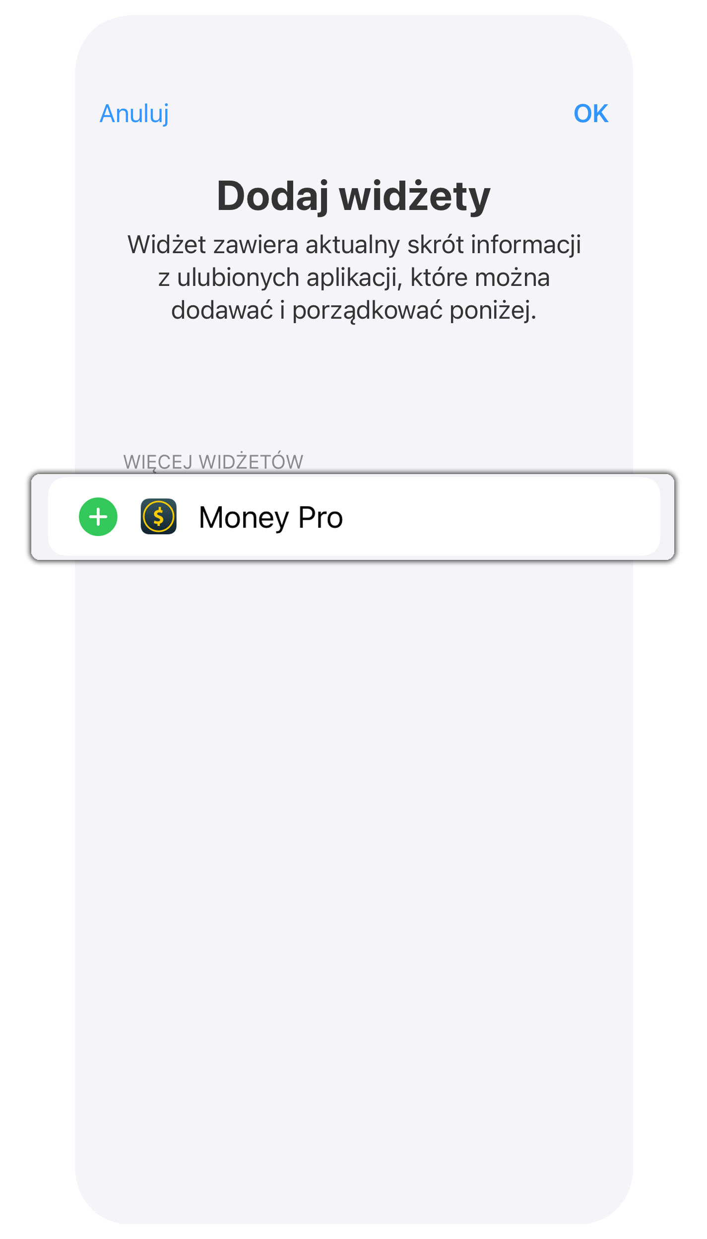 Money Pro - Widżet Dzisiaj - iPhone