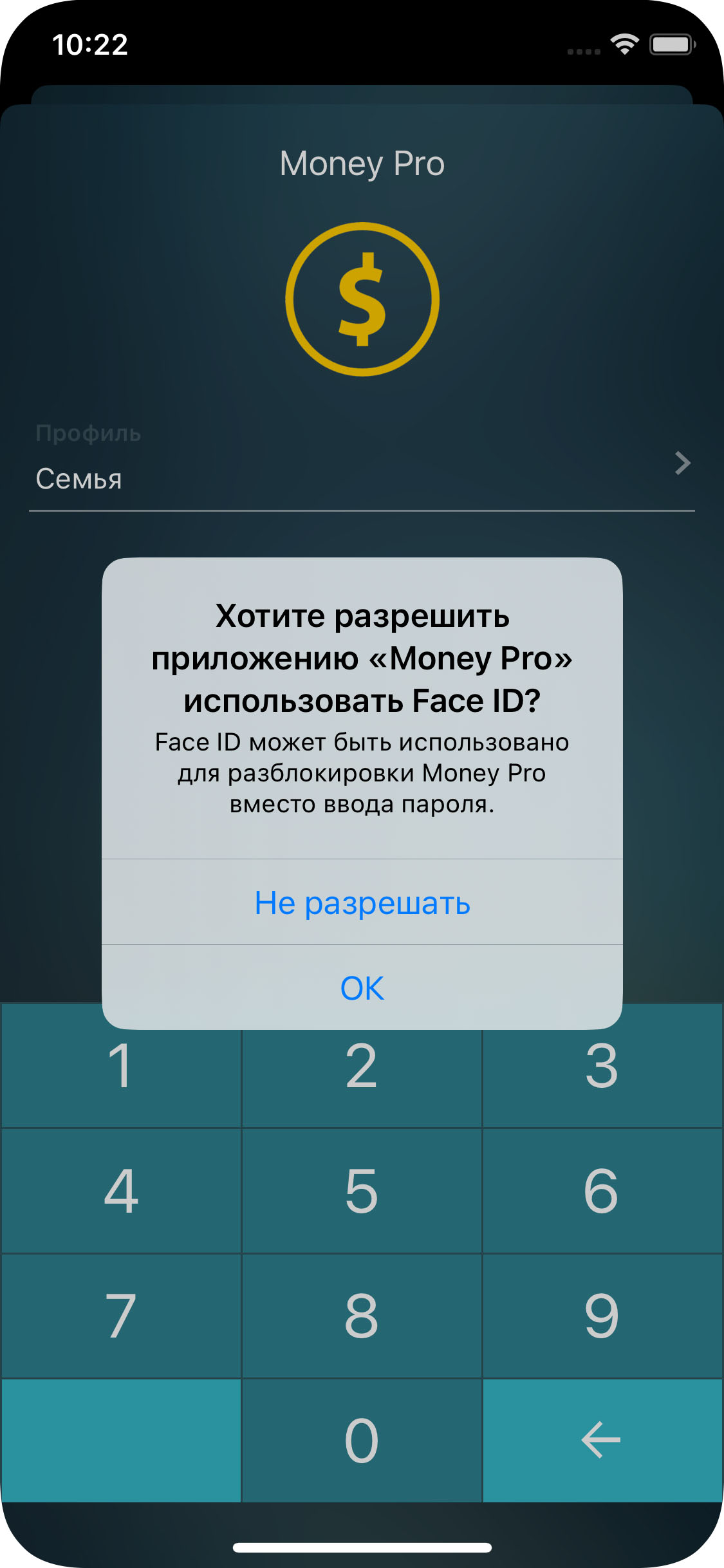 Money Pro - Система идентификации Touch ID (Face ID) - iPhone