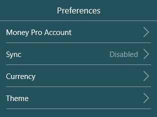 Money Pro for Windows 10 - Preferences - Sync