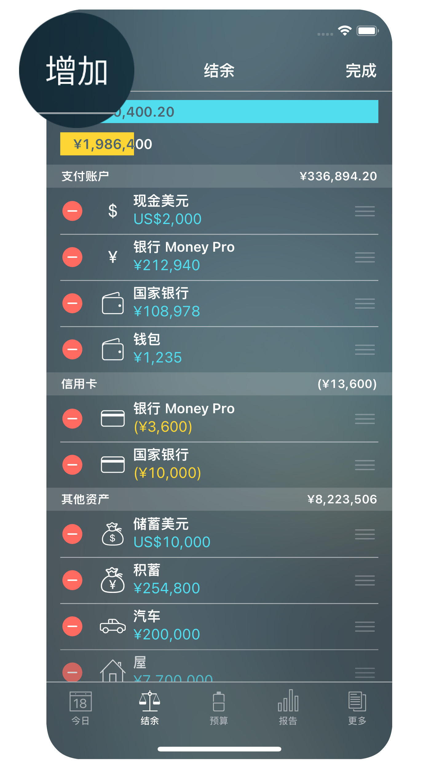 Money Pro - 账户 - 增加 - iPhone