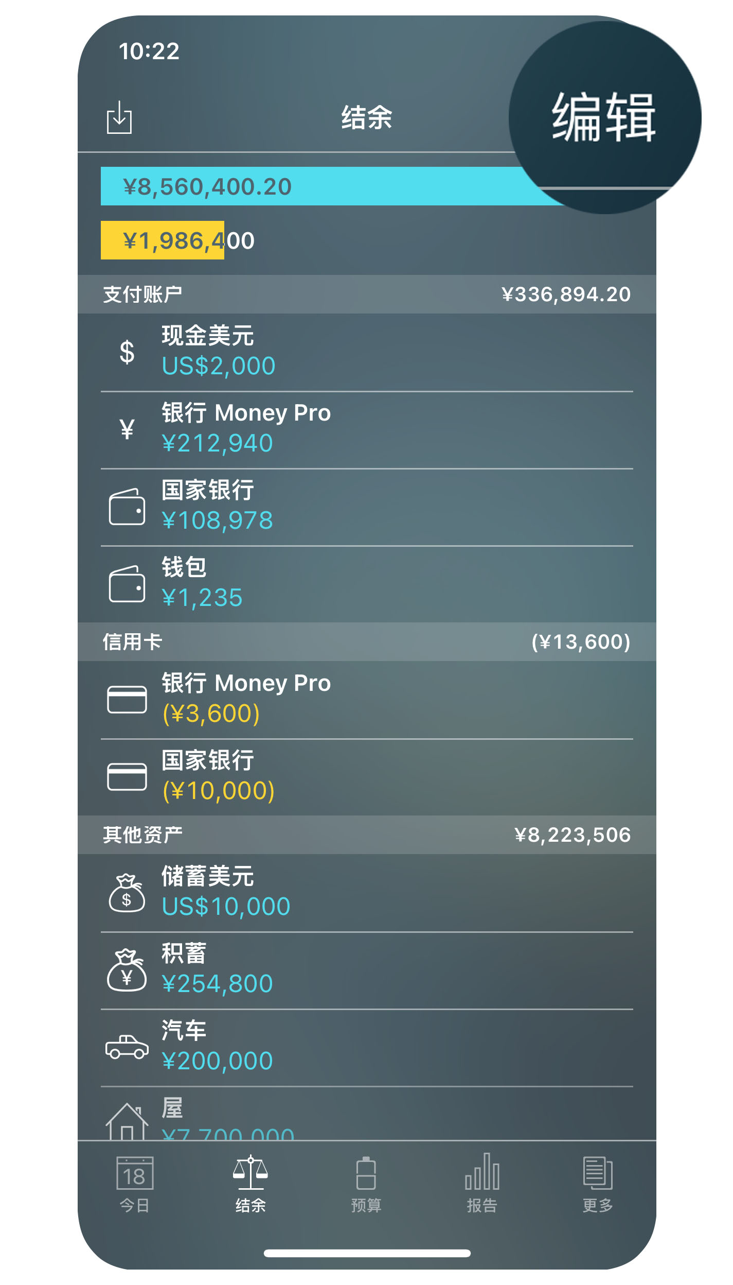 Money Pro - 账户 - 编辑 - iPhone