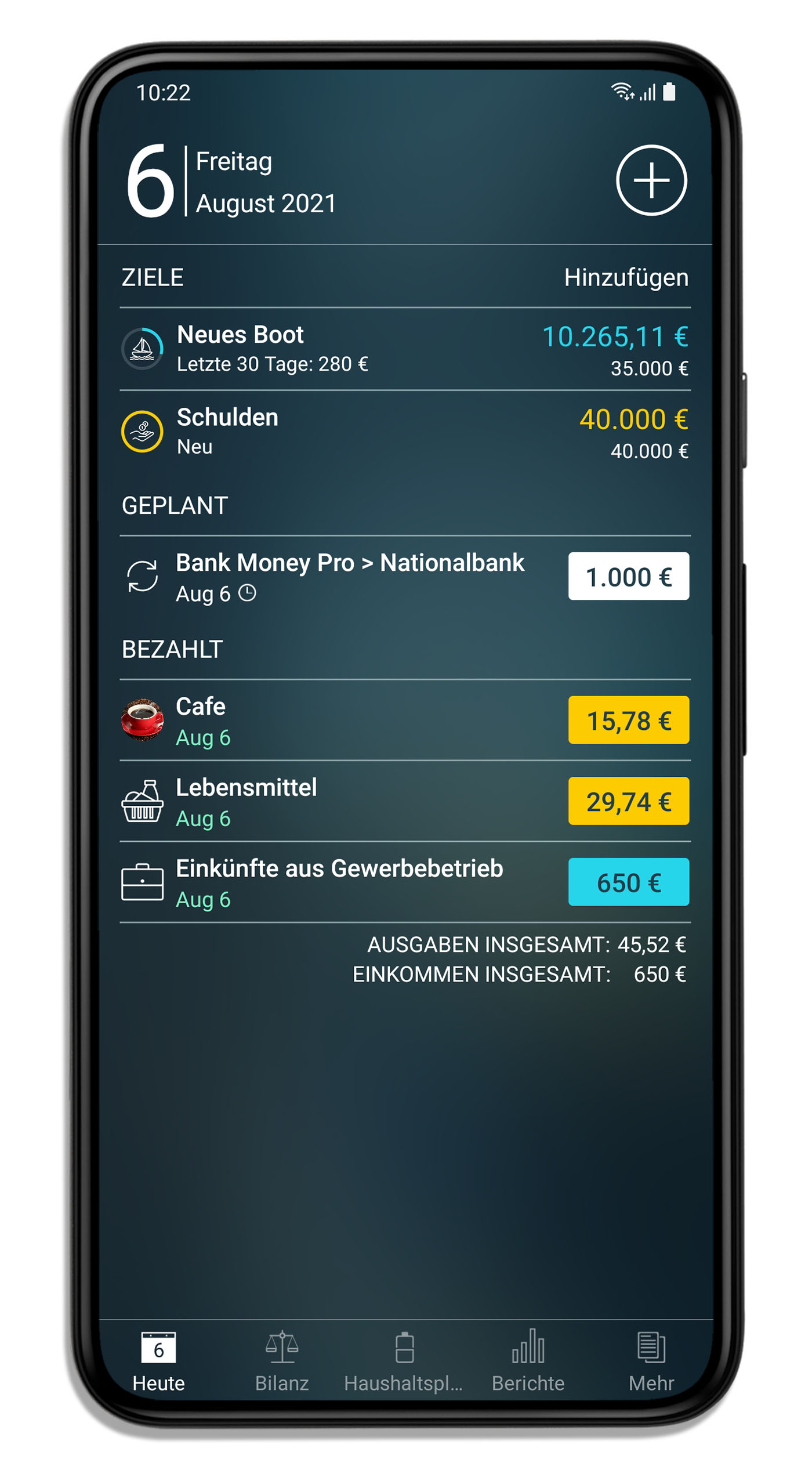 Money Pro - Tagesansicht