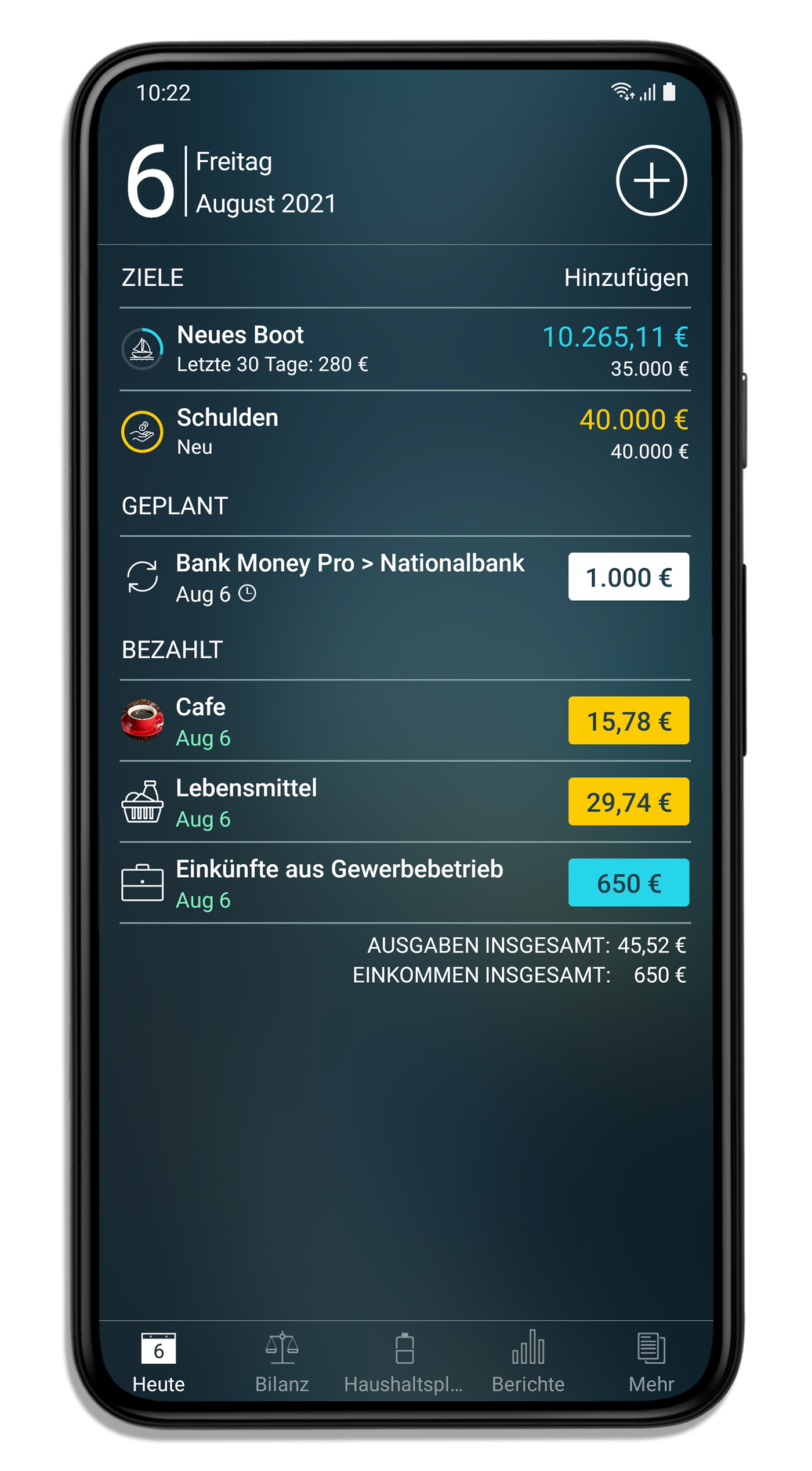 Money Pro - Tagesansicht