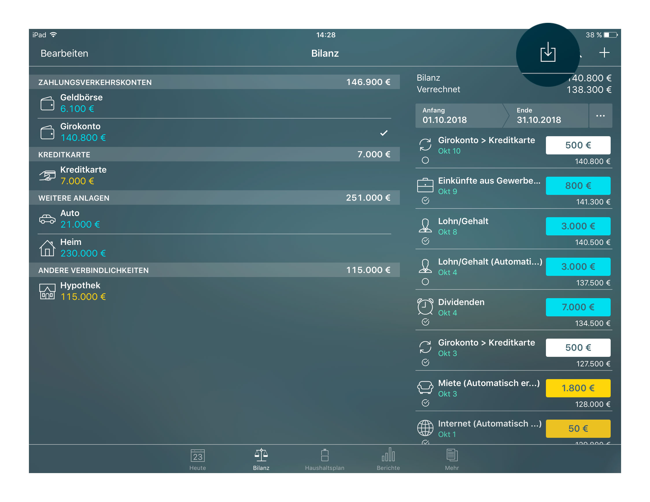 Money Pro - OFX, CSV-Import - iPad