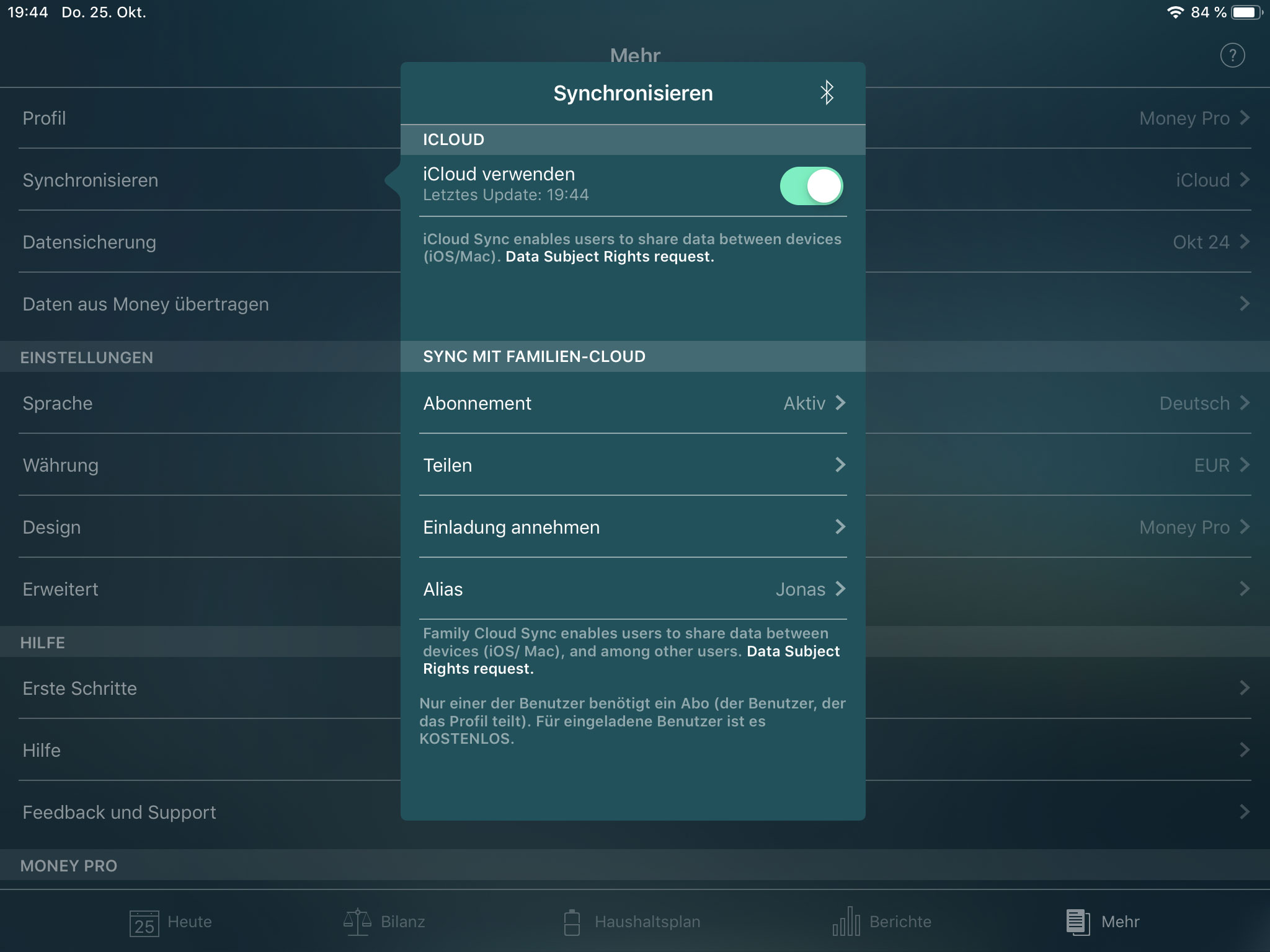 Money Pro - iCloud Synchronisierung (iOS, Mac) - iPad