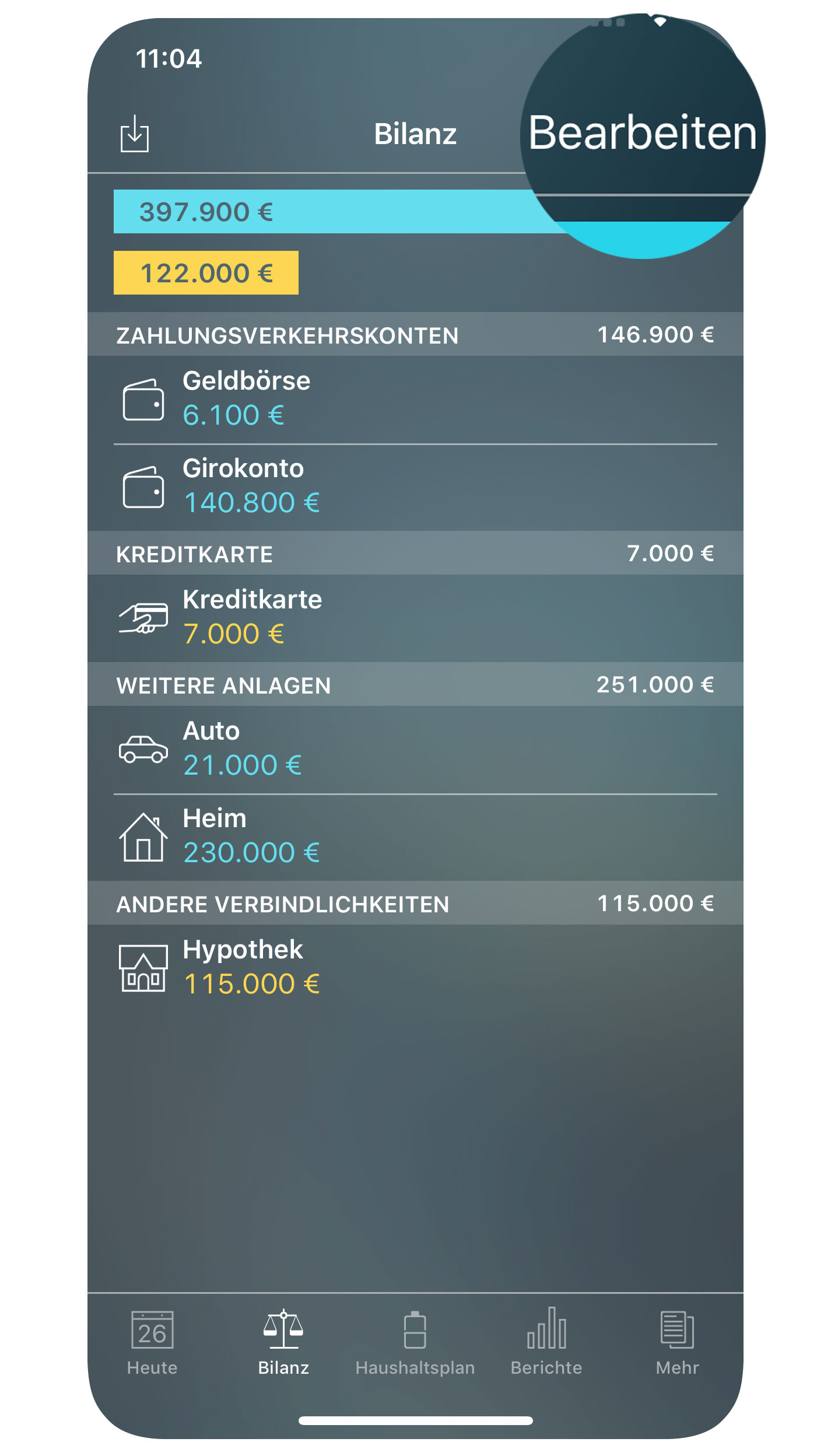 Money Pro - Konten - Bearbeiten - iPhone