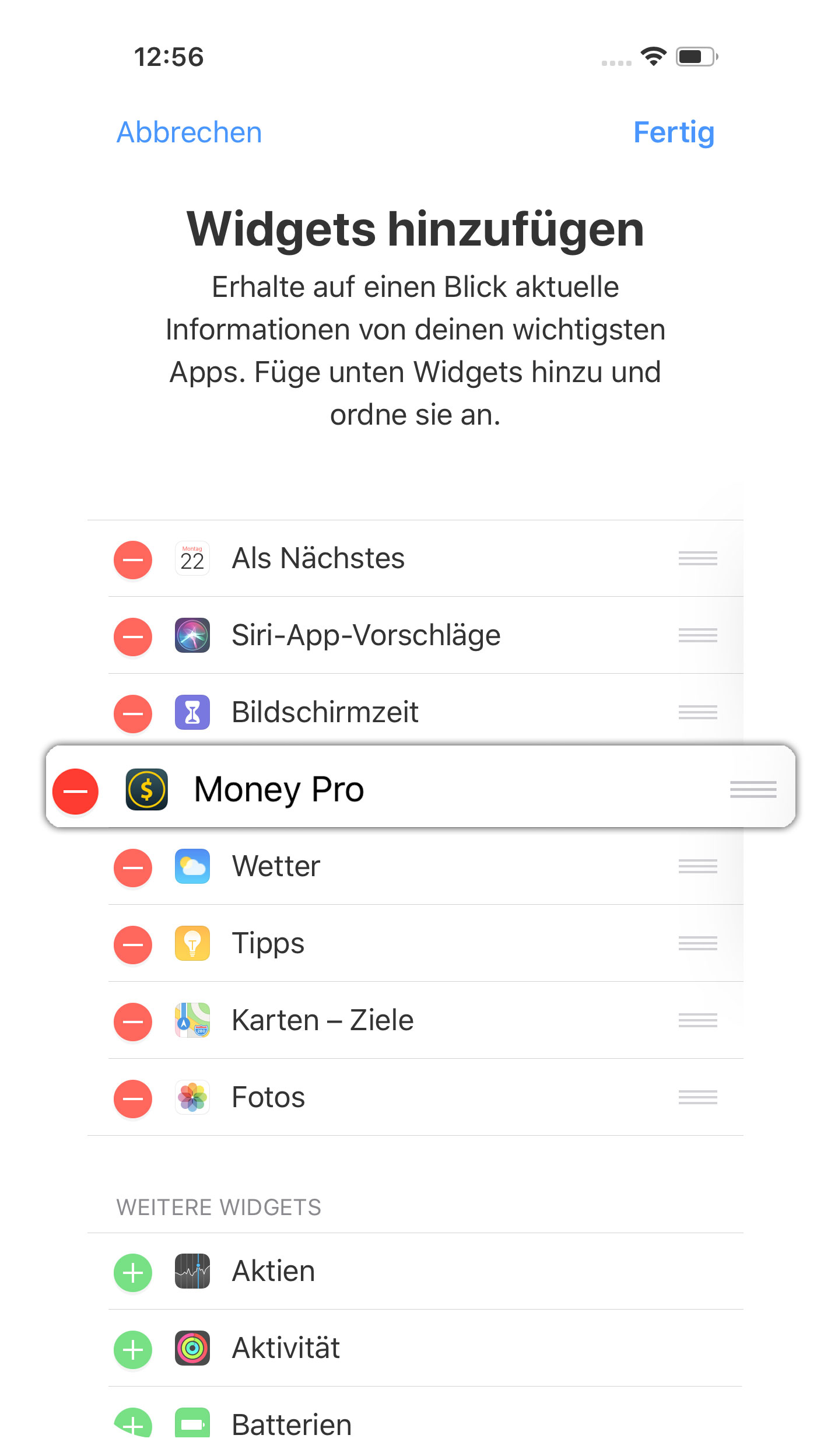 Money Pro - Ansicht "Heute" - iPhone