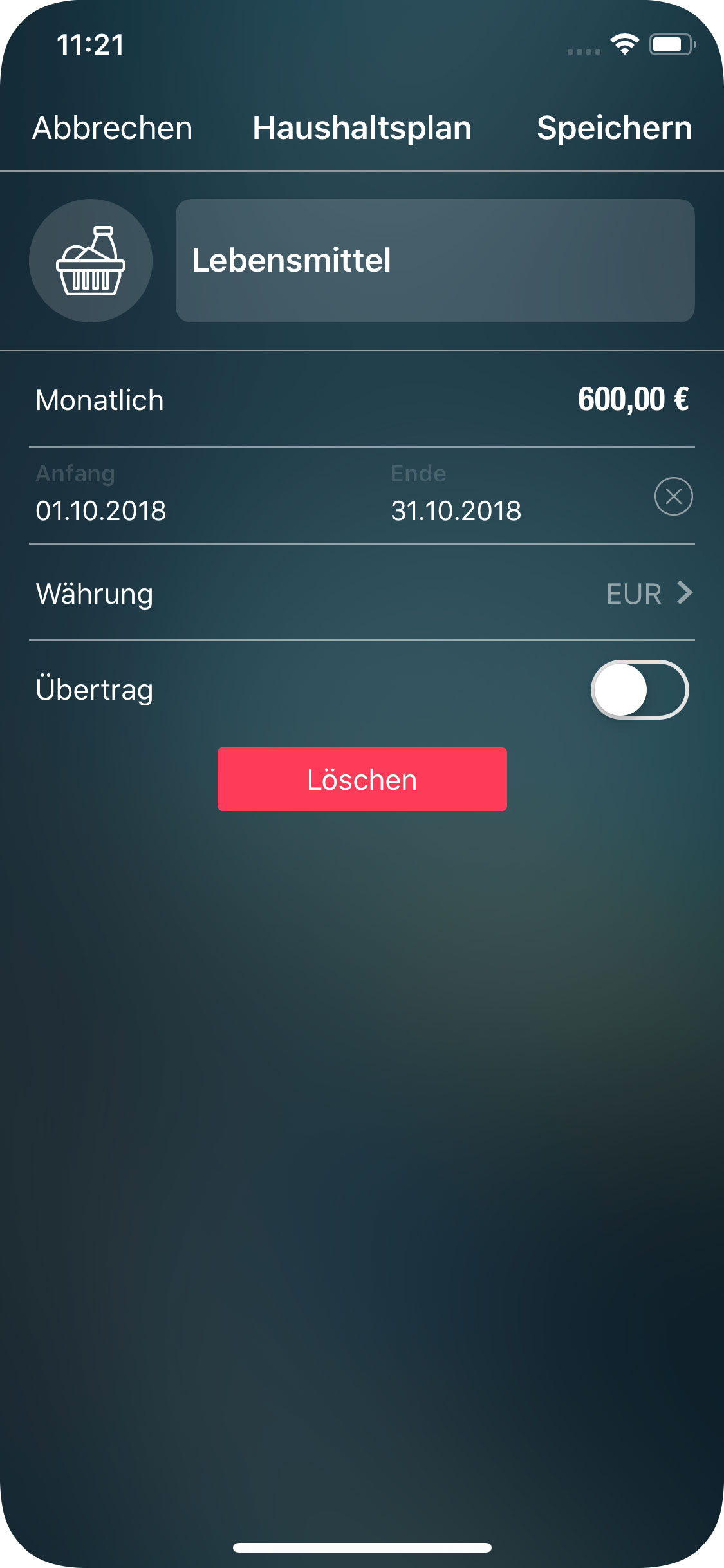 Money Pro - Haushaltsplan einrichten - iPhone