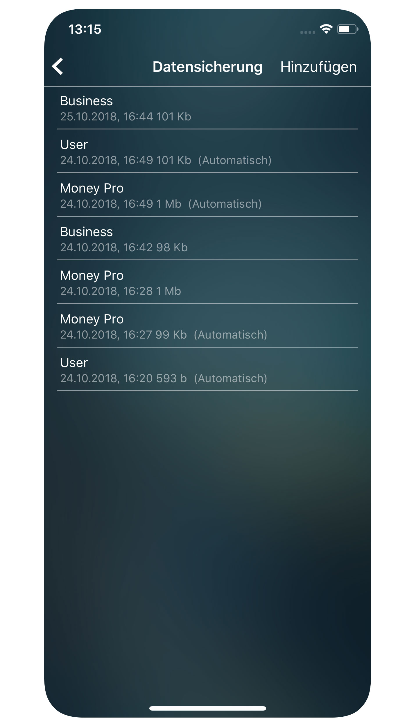 Money Pro - Sicherungsdatei - iPhone