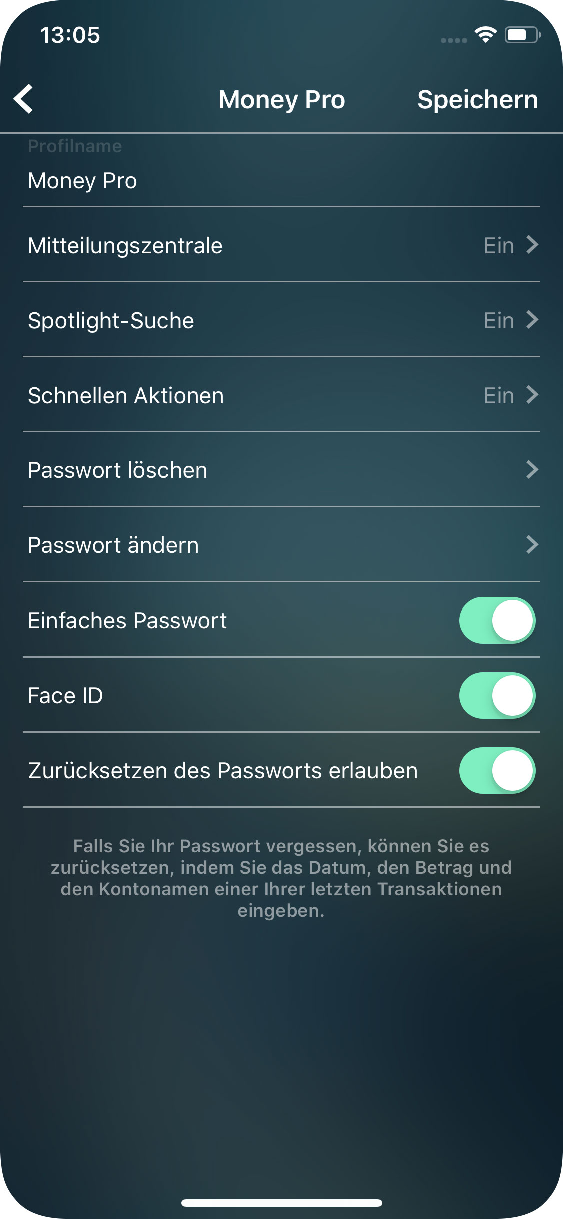 Money Pro - Passwortschutz - iPhone