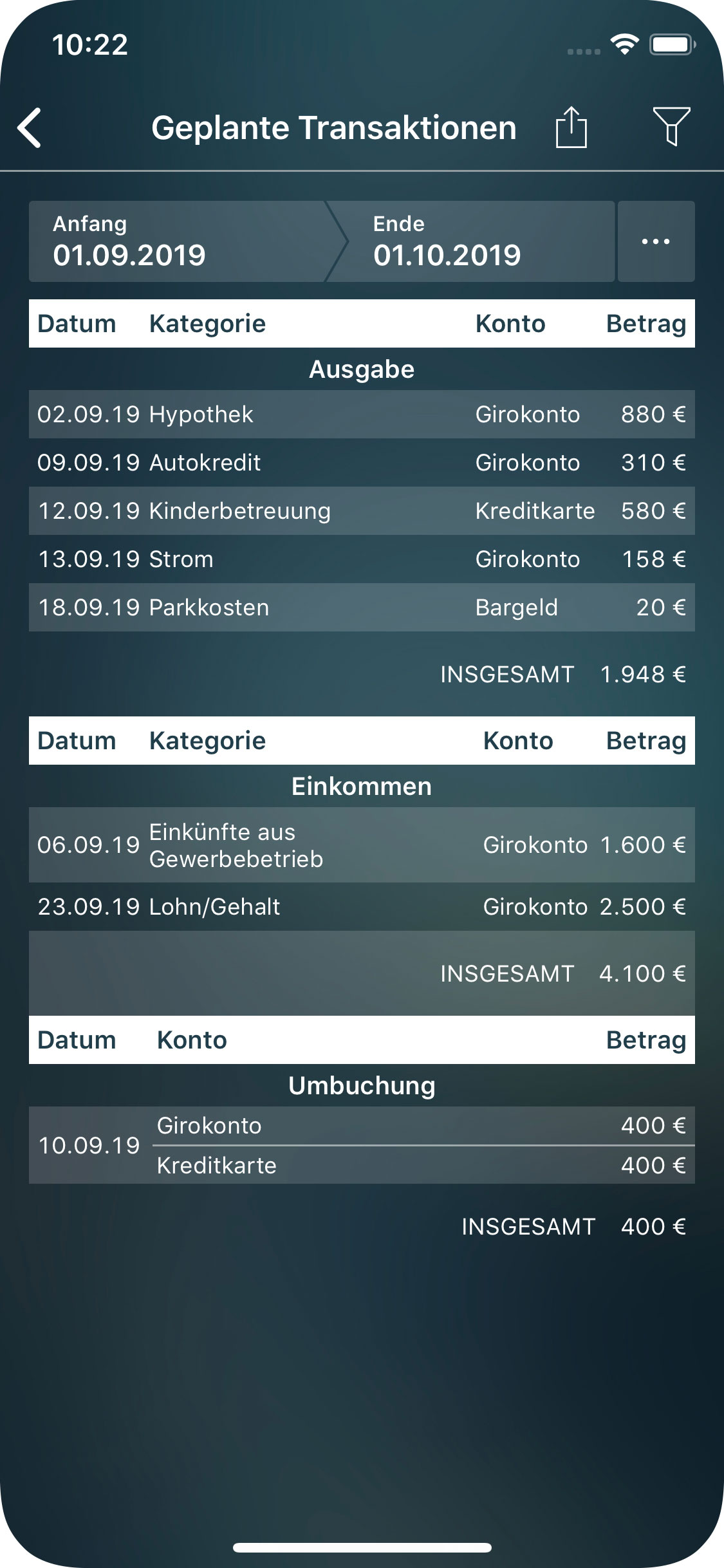 Money Pro - Geplante Transaktionen - iPhone