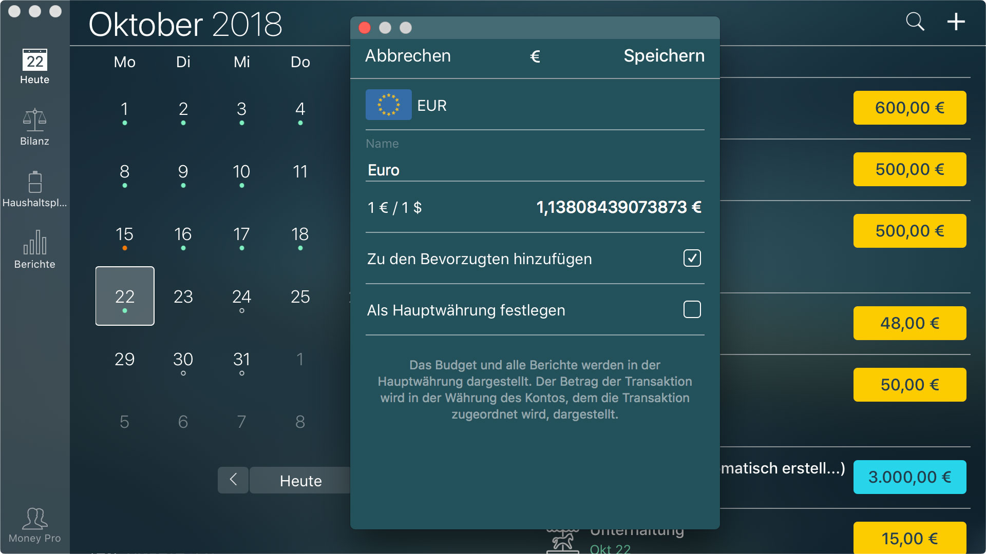 Money Pro - Währungsumrechner - Mac