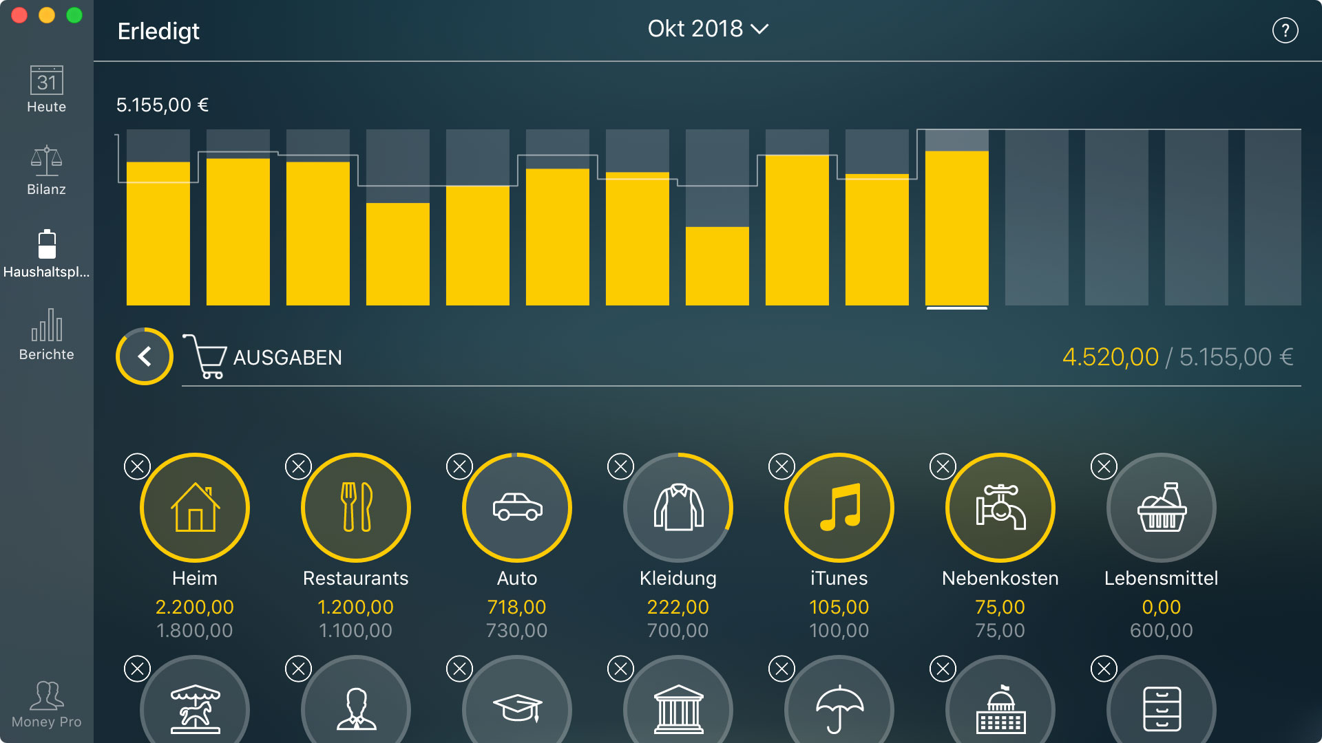 Money Pro - Haushaltsplan einrichten - Mac