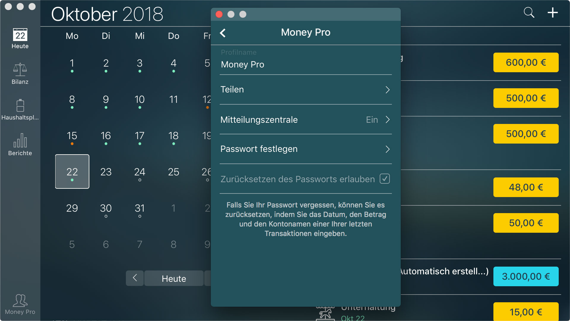 Money Pro - Passwortschutz - Mac