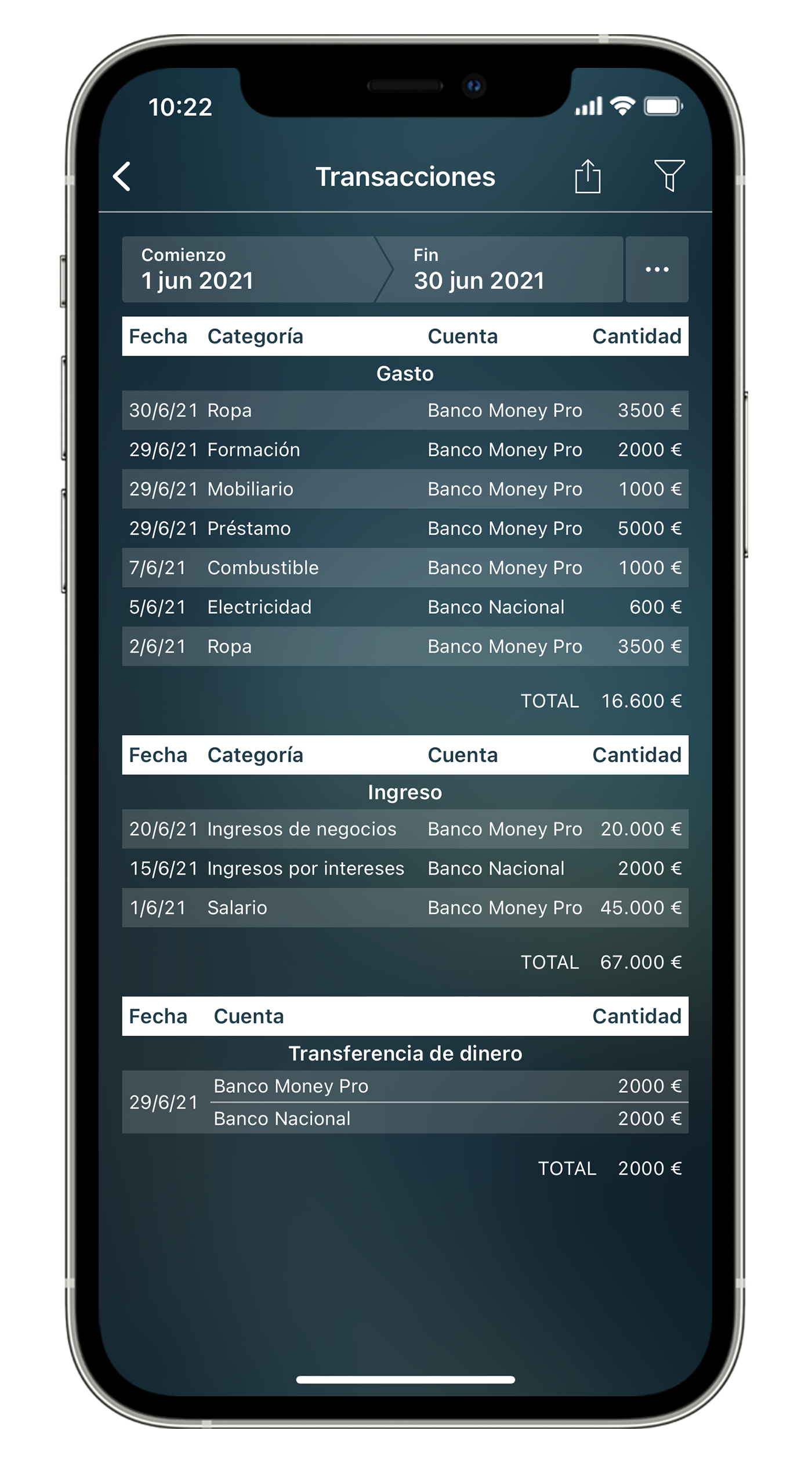 Money Pro - iCloud, Copias de seguridad de sus datos, Múltiples perfiles