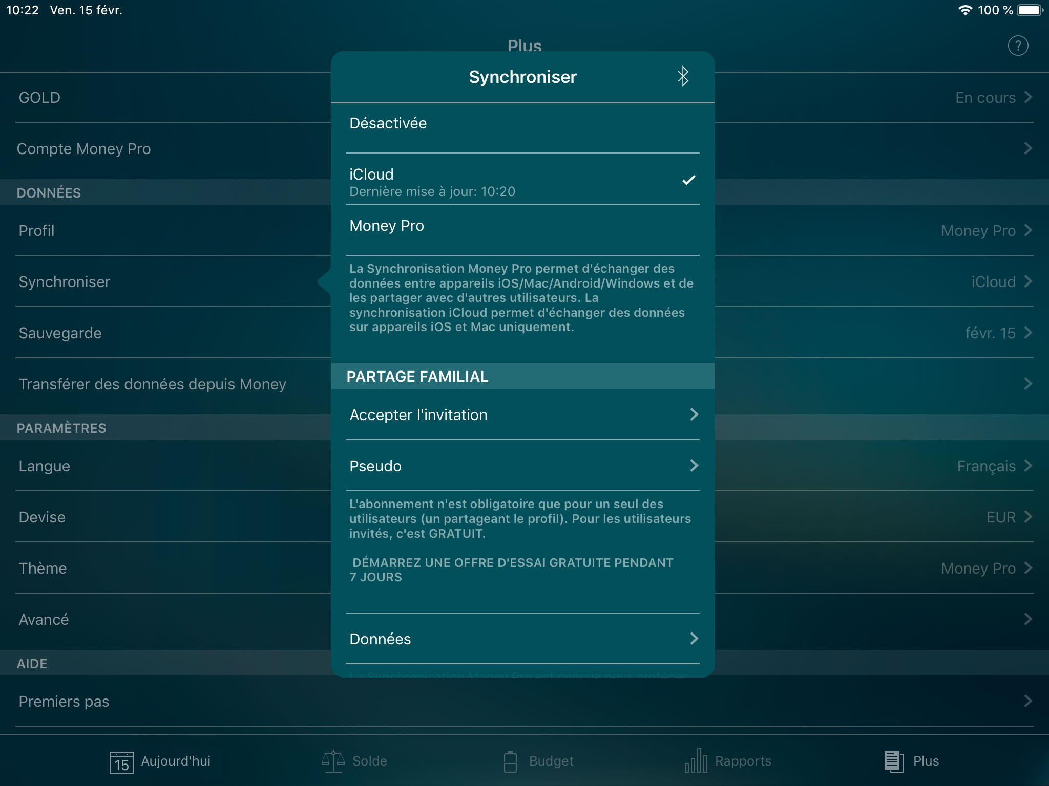 Money Pro - Synchronisation iCloud (iOS et Mac) - iPad
