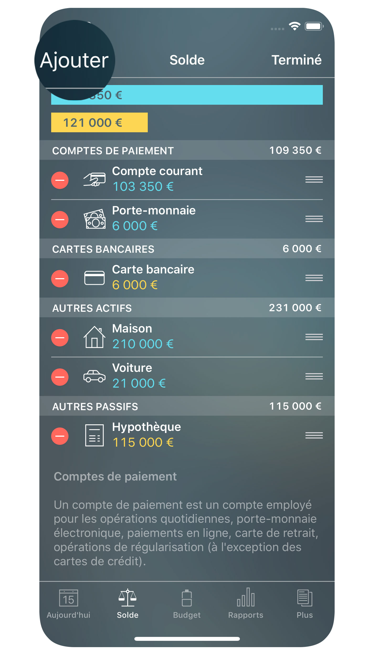 Money Pro - Comptes - Ajouter - iPhone