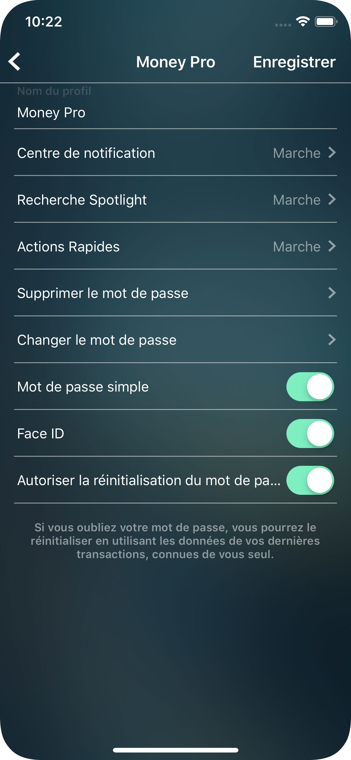 Money Pro - Protection par mot de passe - iPhone