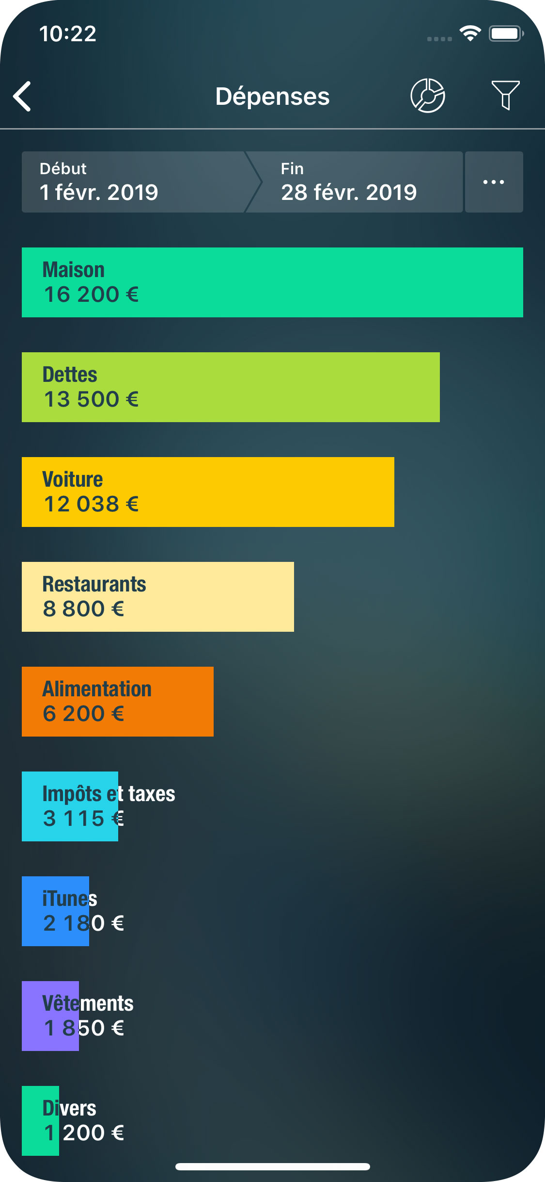 Money Pro - Rapport Recettes/Dépenses - iPhone