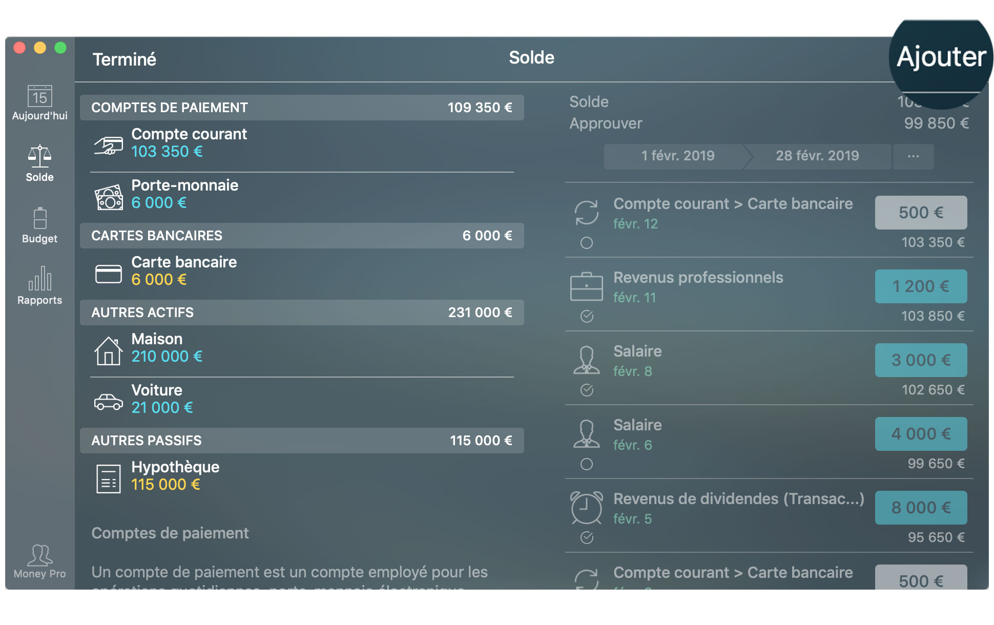Money Pro - Comptes - Ajouter - Mac