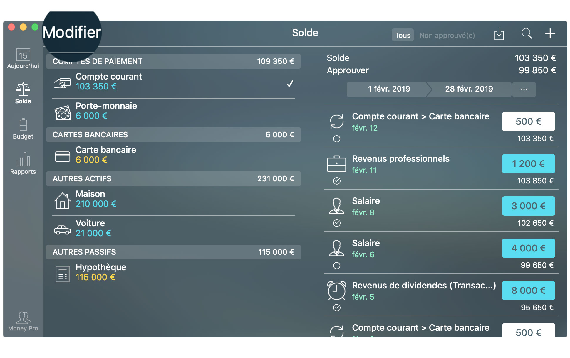Money Pro - Comptes - Modifier - Mac