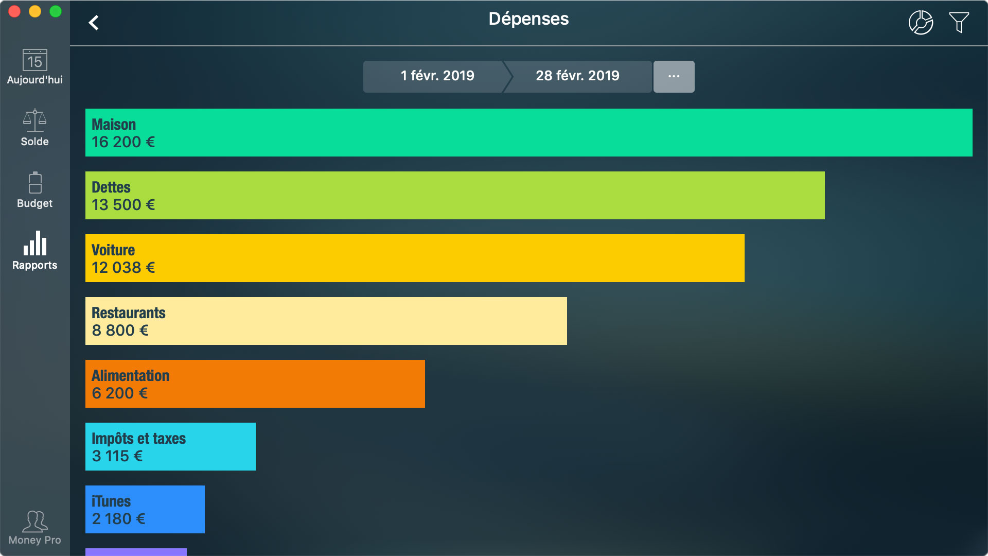 Money Pro - Rapport Recettes/Dépenses - Mac