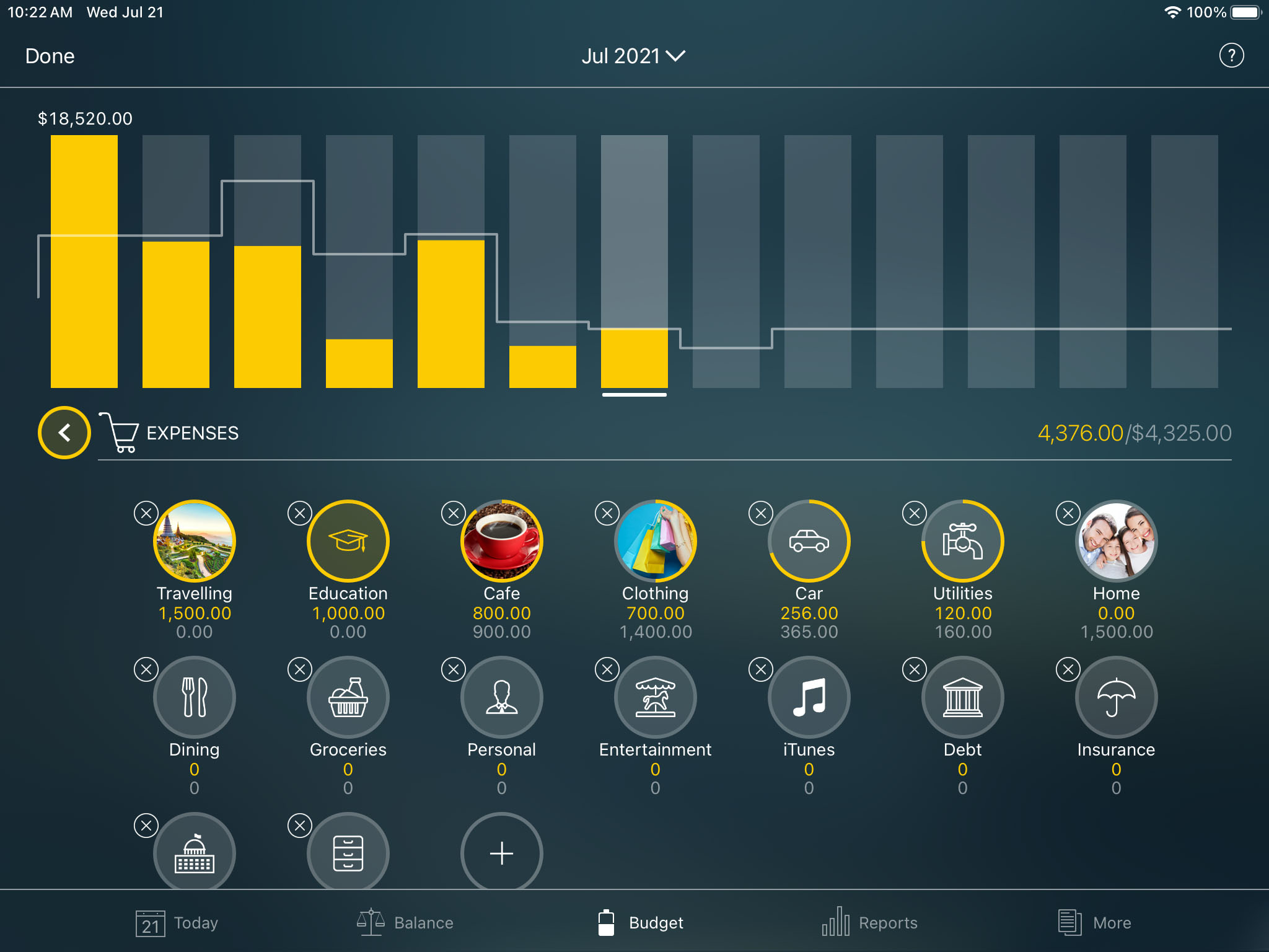 Money Pro - Setting up a budget - iPad