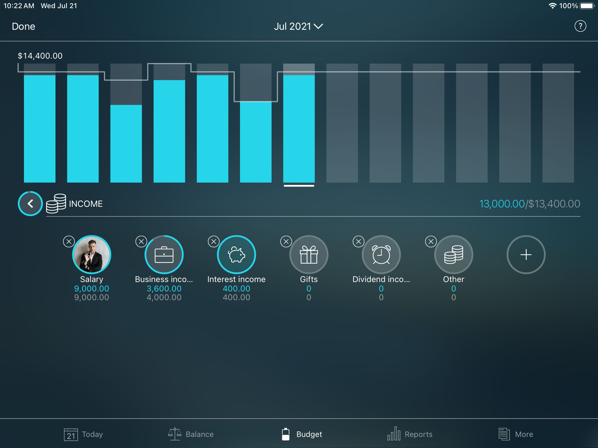 Money Pro - Setting up a budget - iPad