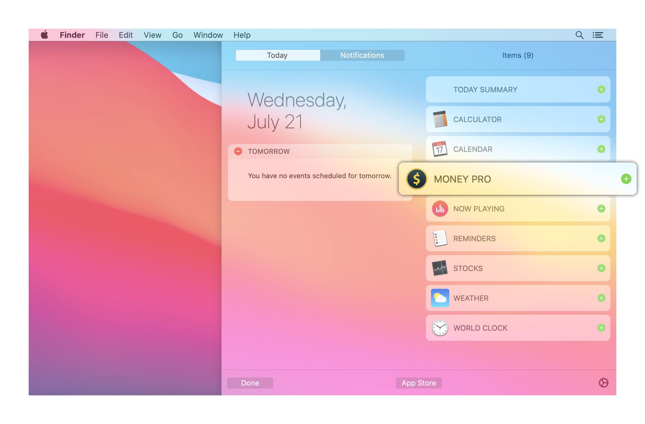 Money Pro - Today Widget - Mac