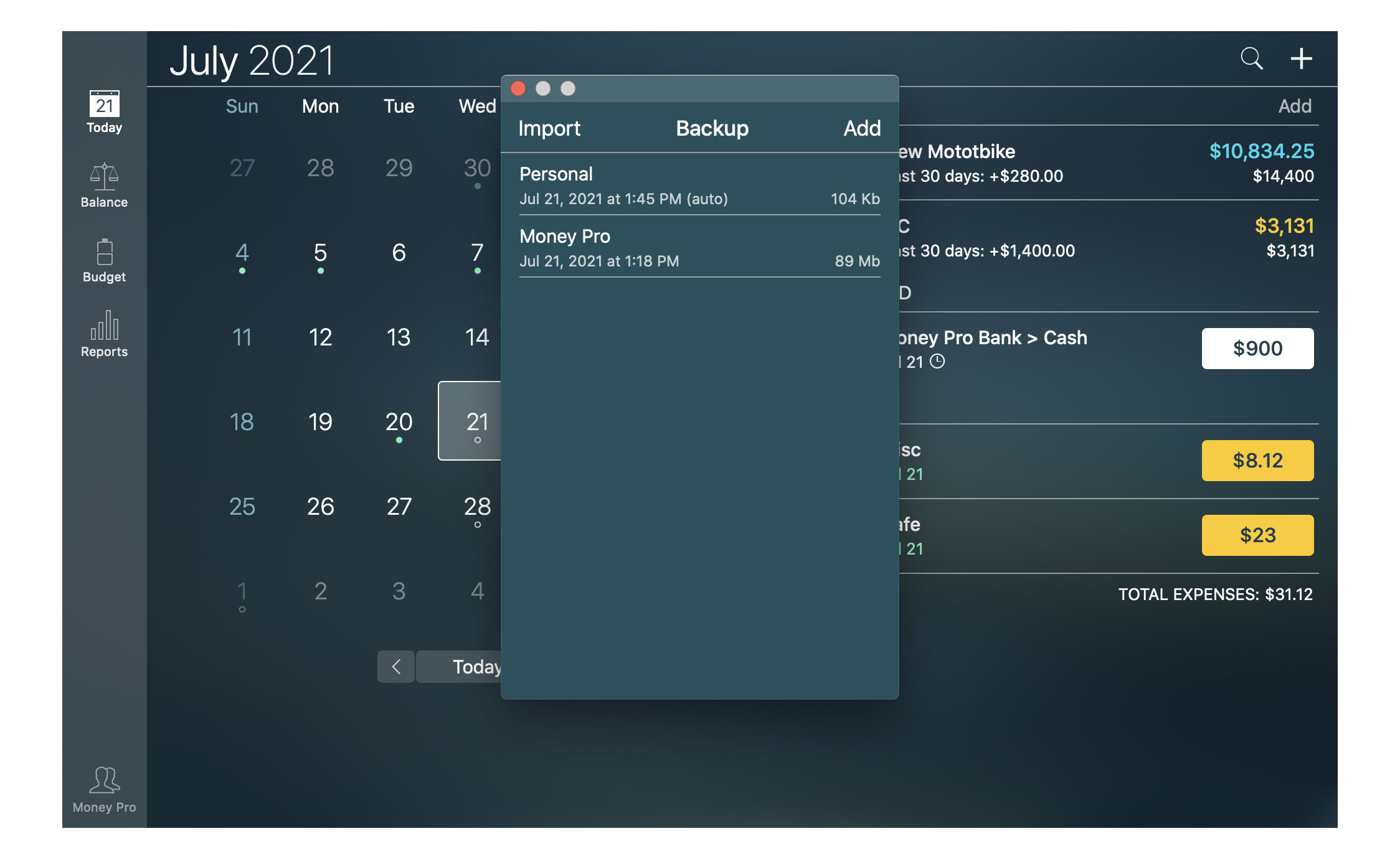 Money Pro - Backup - Mac