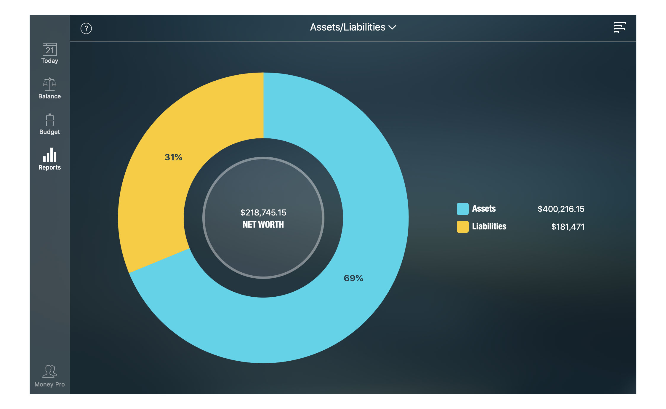 Money Pro - Assets/Liabilities report - Mac