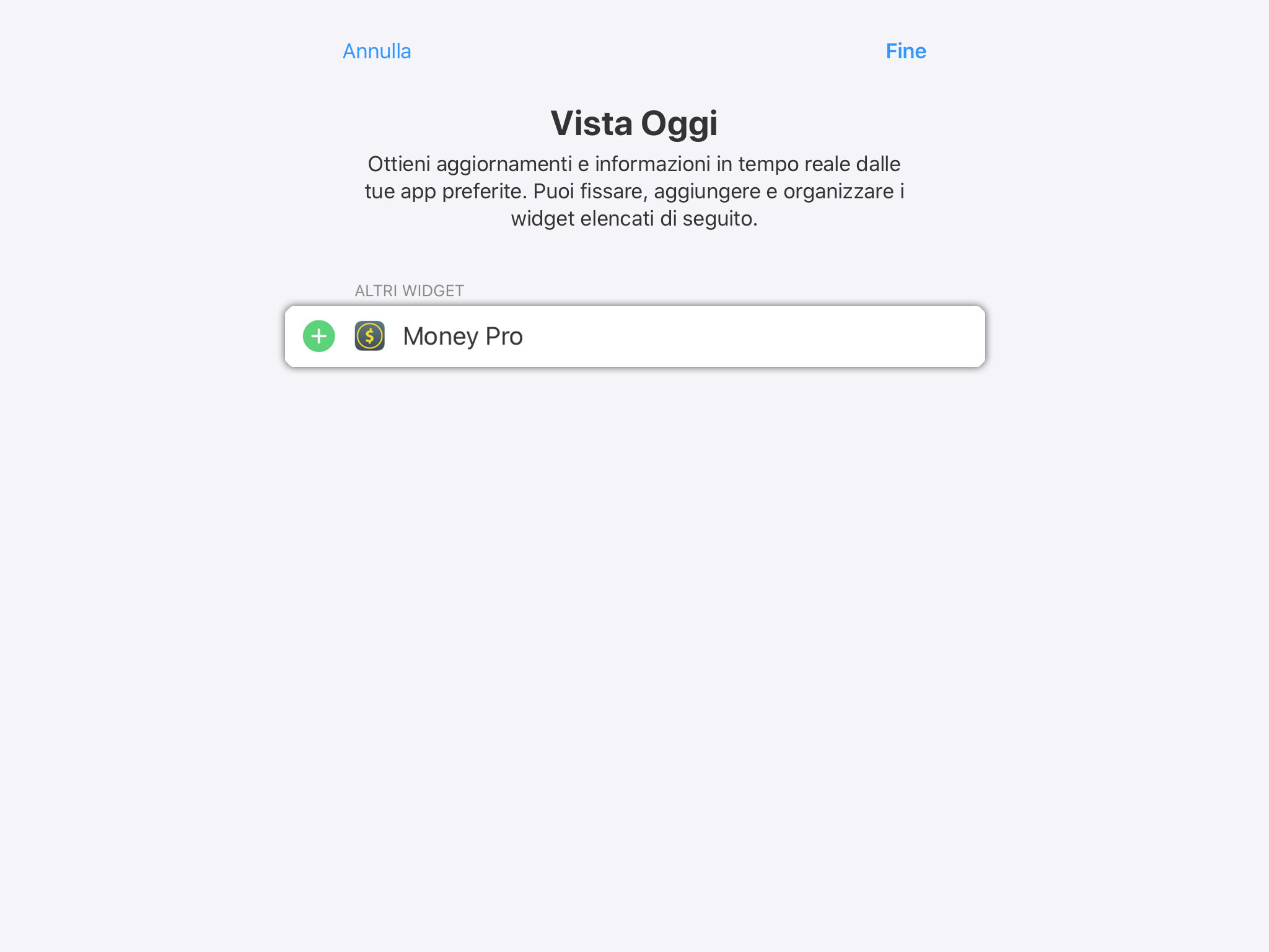 Money Pro - Widget Oggi - iPad