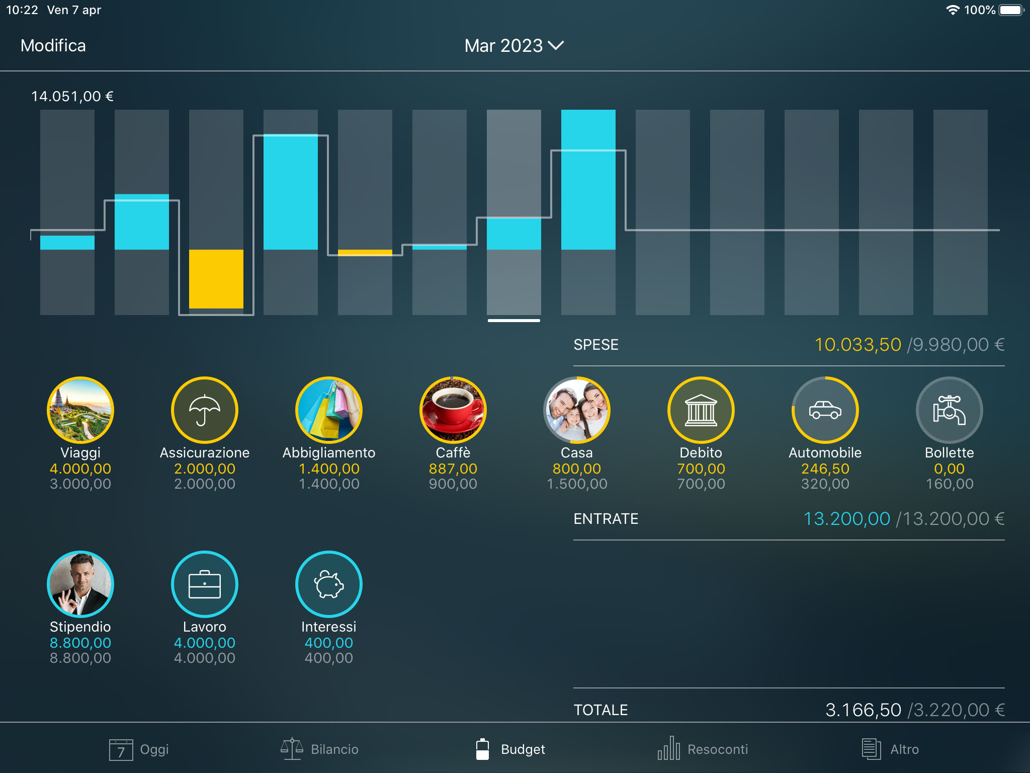 Money Pro - Monitoraggio di un budget (widget Budget) - iPad