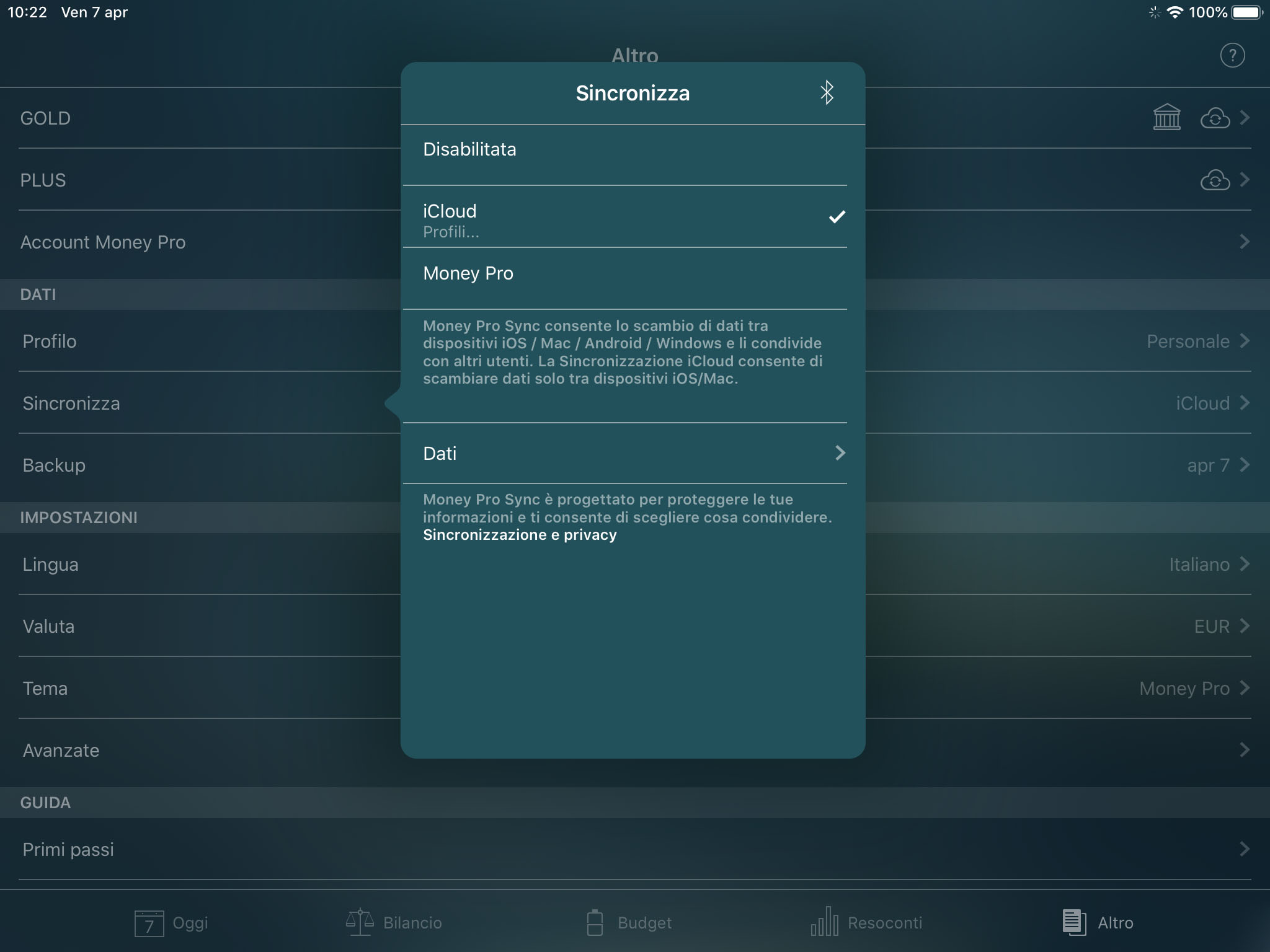Money Pro - Sincronizzazione iCloud (iOS, Mac) - iPad