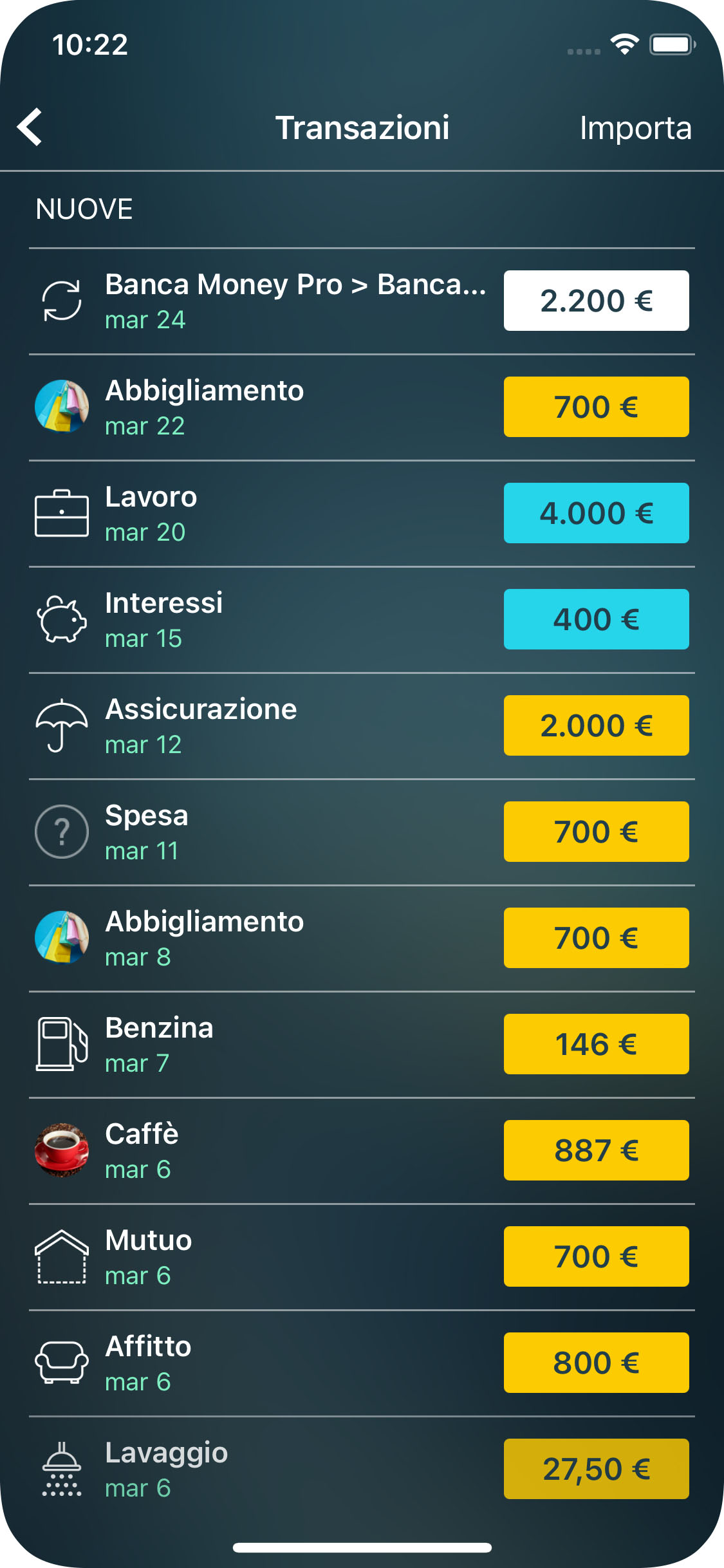 Money Pro - Importazione di file CSV e OFX - iPhone