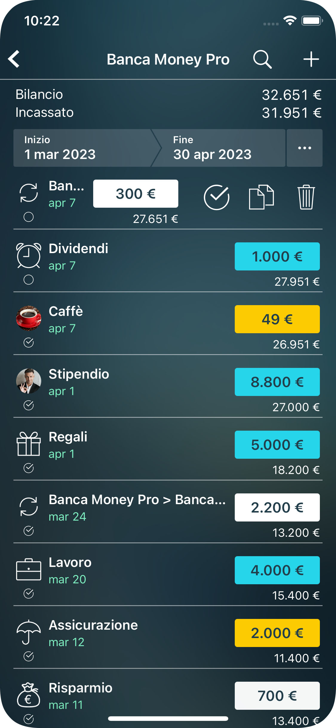 Money Pro - Riconciliazione dei conti - iPhone