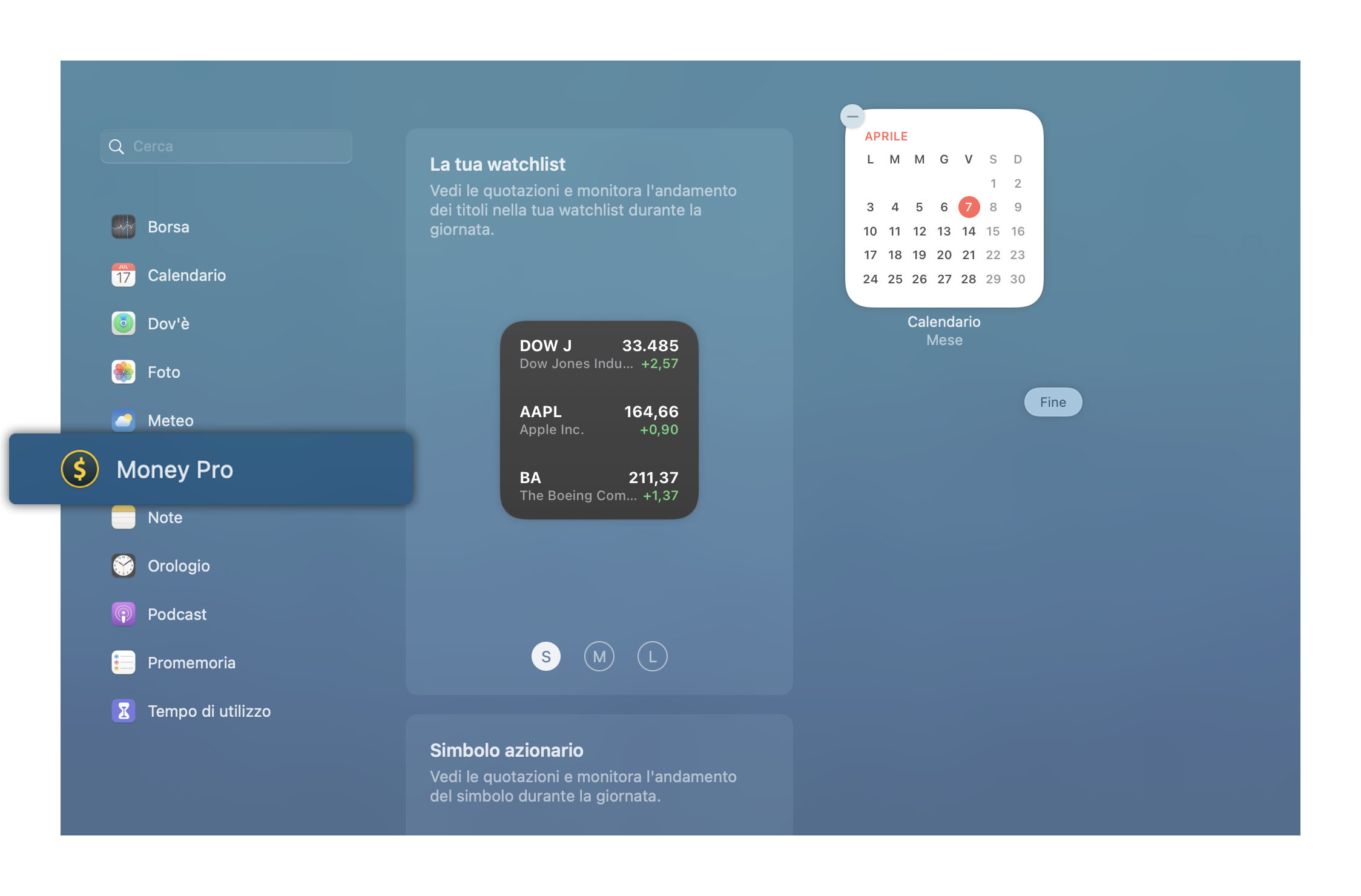 Money Pro - Widget Oggi - Mac