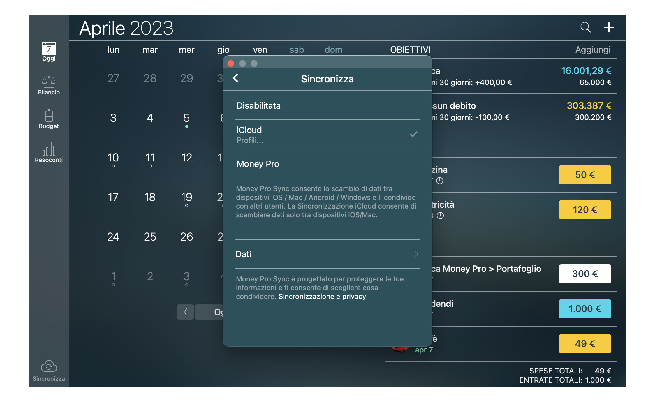 Money Pro - Sincronizzazione iCloud (iOS, Mac) - Mac