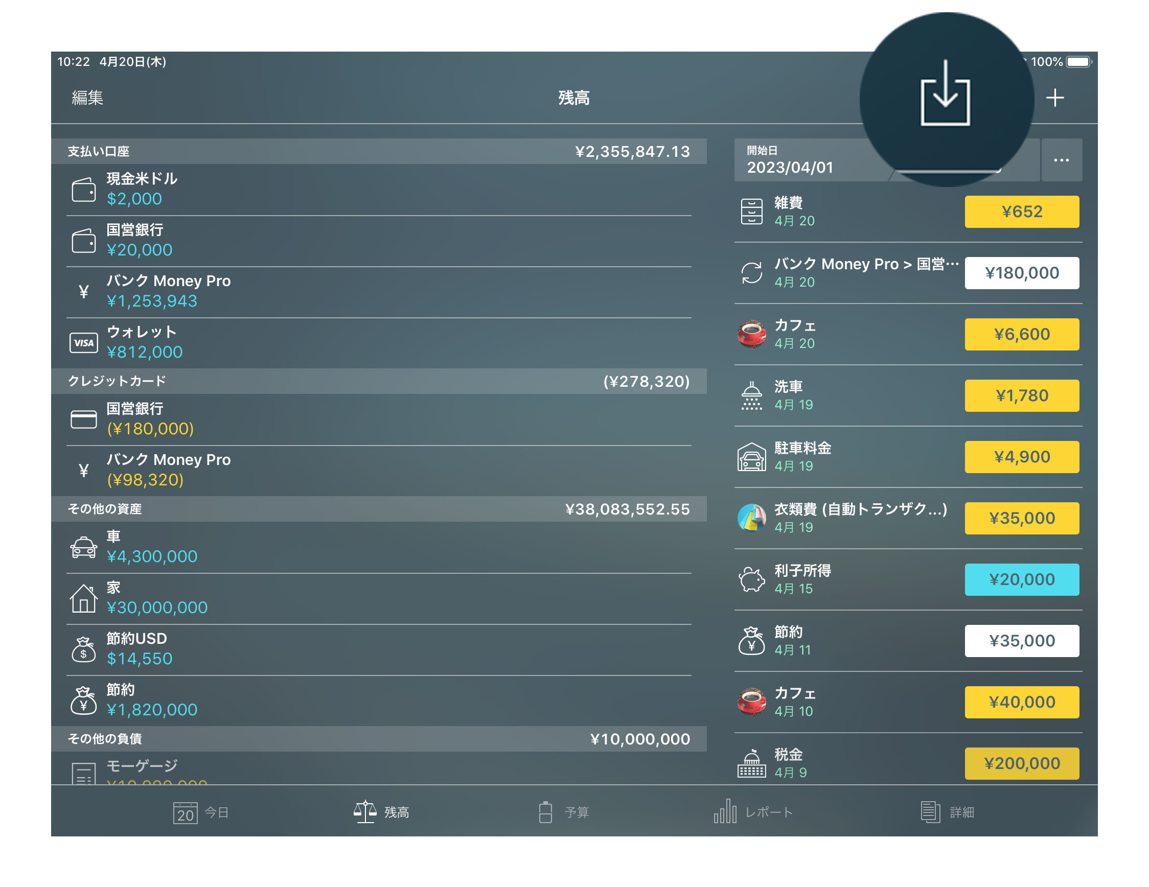 Money Pro - OFX、CSV のインポート - iPad