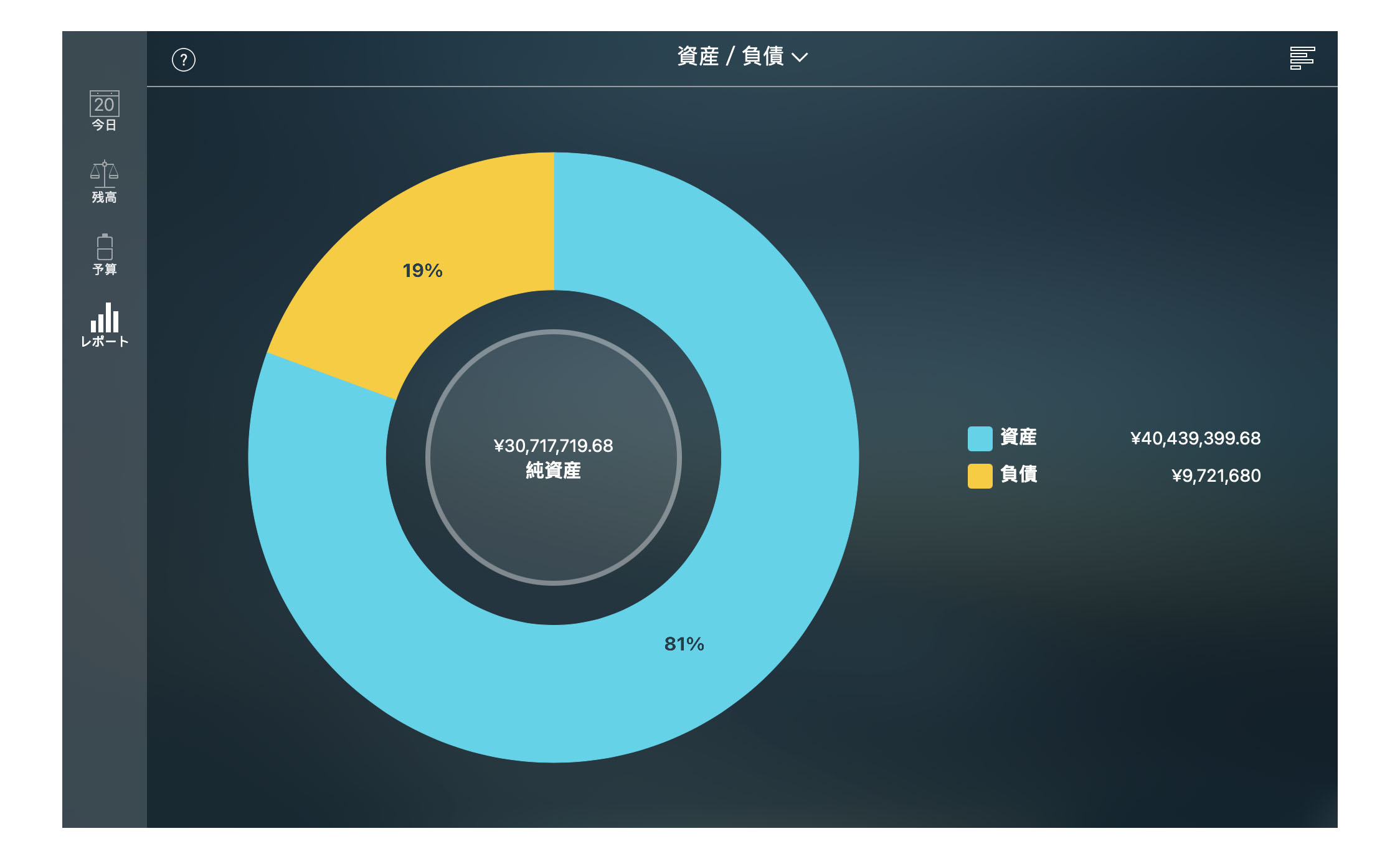 Money Pro - 資産/ 負債（Assets/Liabilities）レポート - Mac