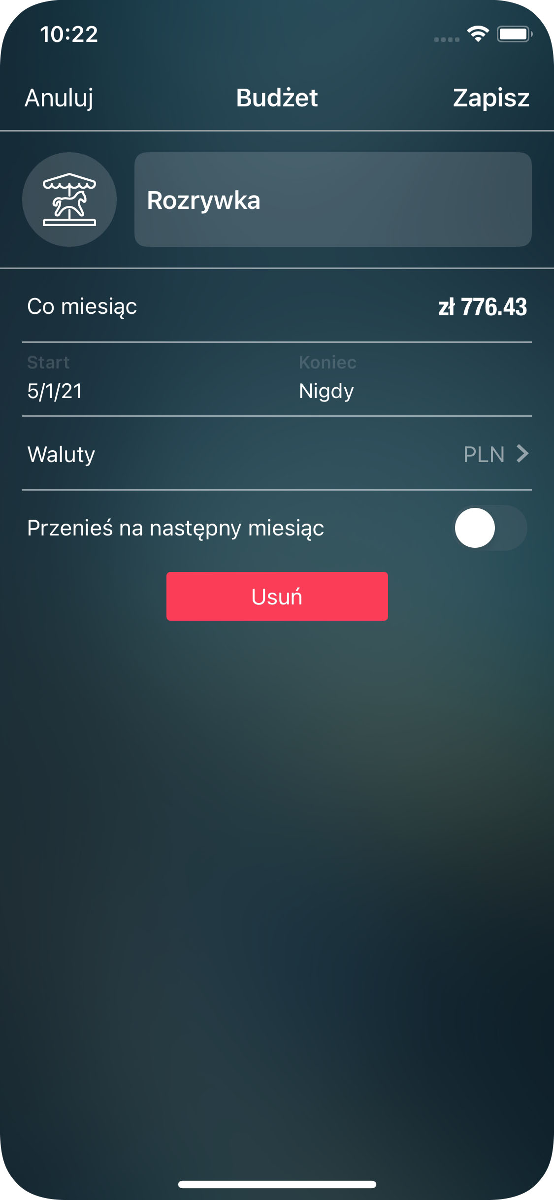 Money Pro - Założenie budżetu - iPhone