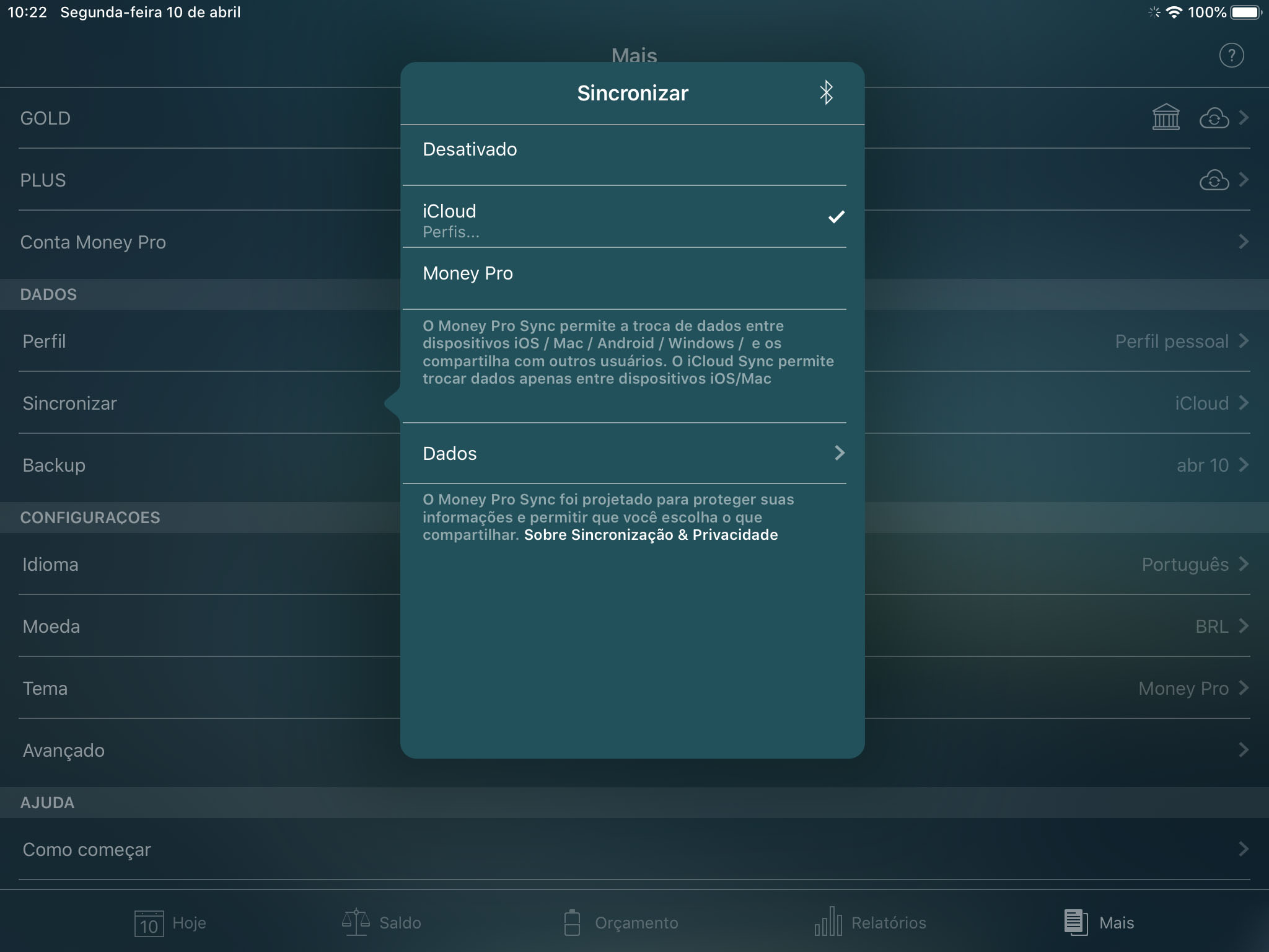 Money Pro - Sincronização com iCloud (iOS, Mac) - iPad