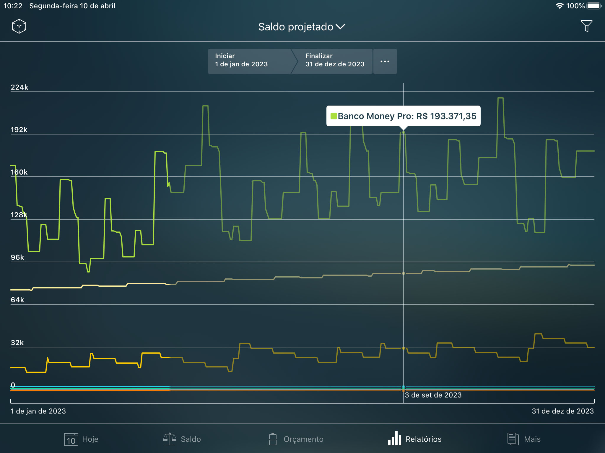 Money Pro - Relatório de Saldo projetado - iPad