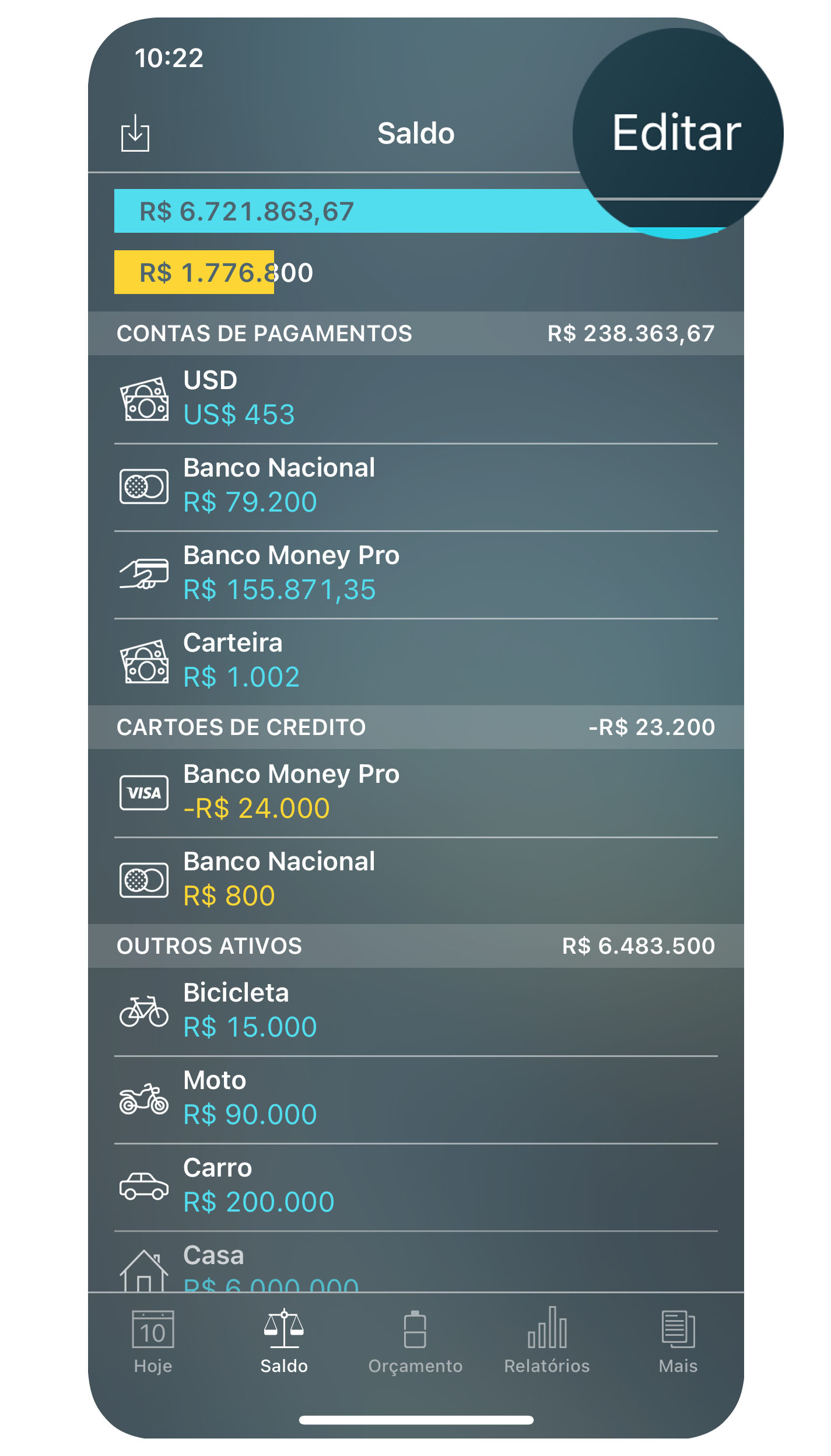 Money Pro - Contas - Editar - iPhone