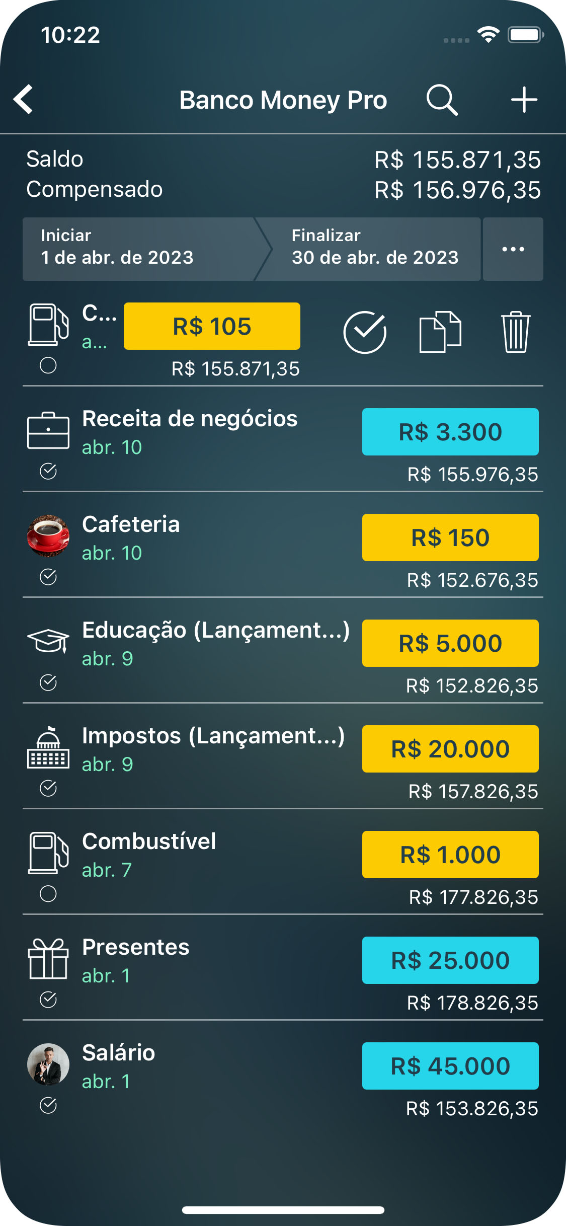 Money Pro - Conciliação de conta - iPhone