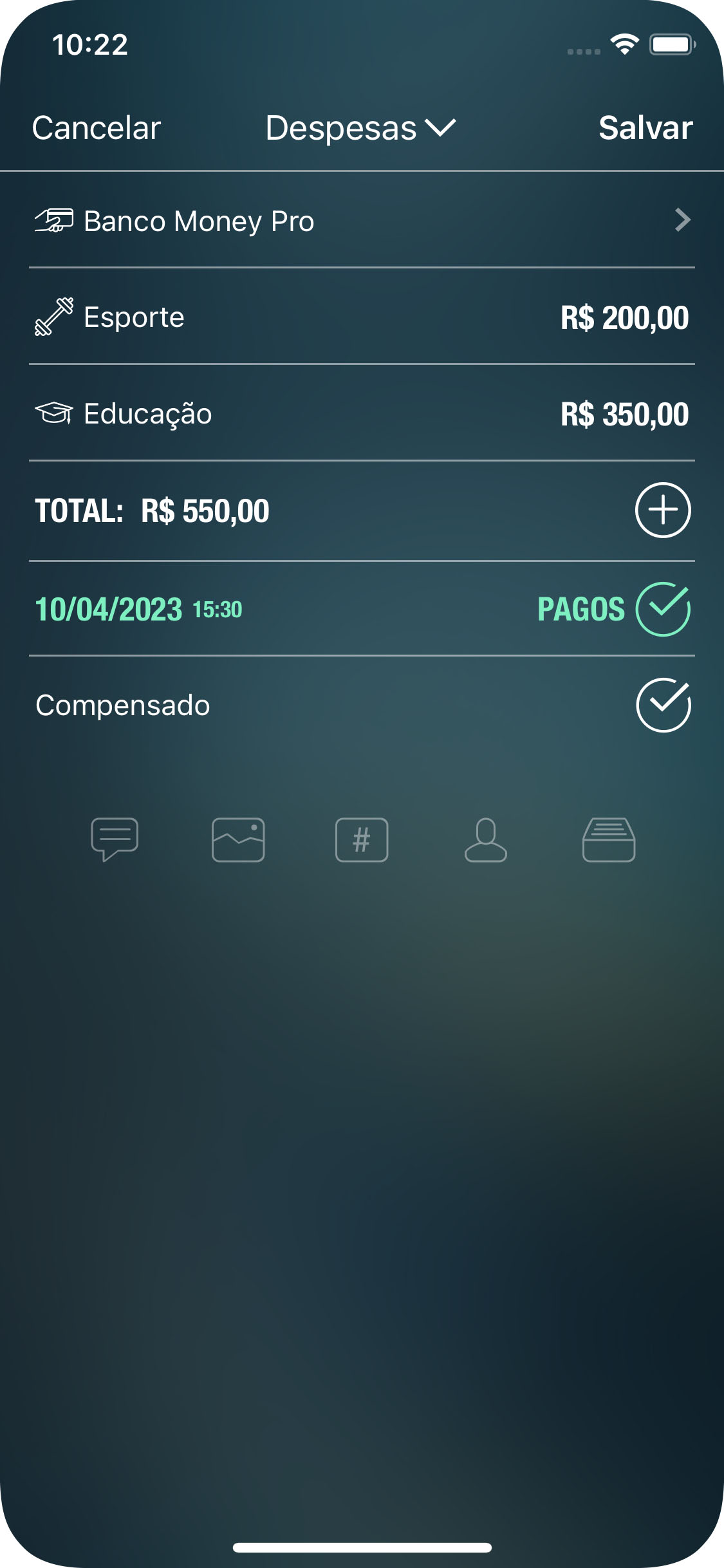 Money Pro - Como criar uma transação - iPhone