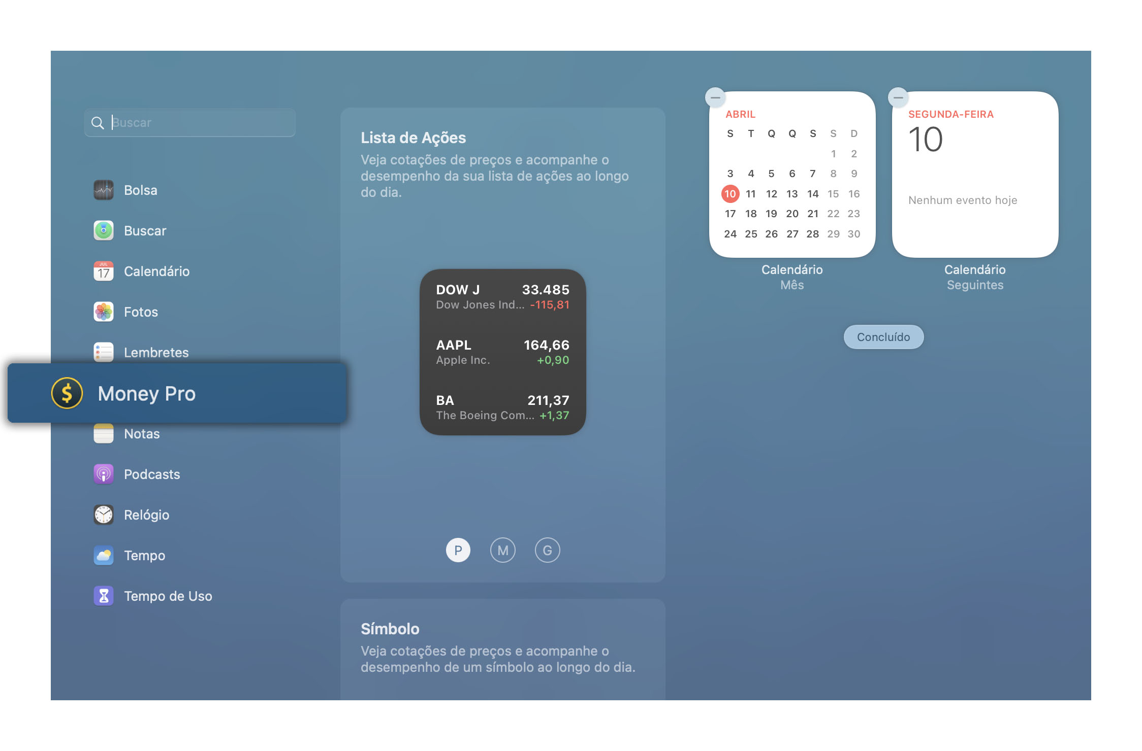 Money Pro - Widget Hoje - Mac