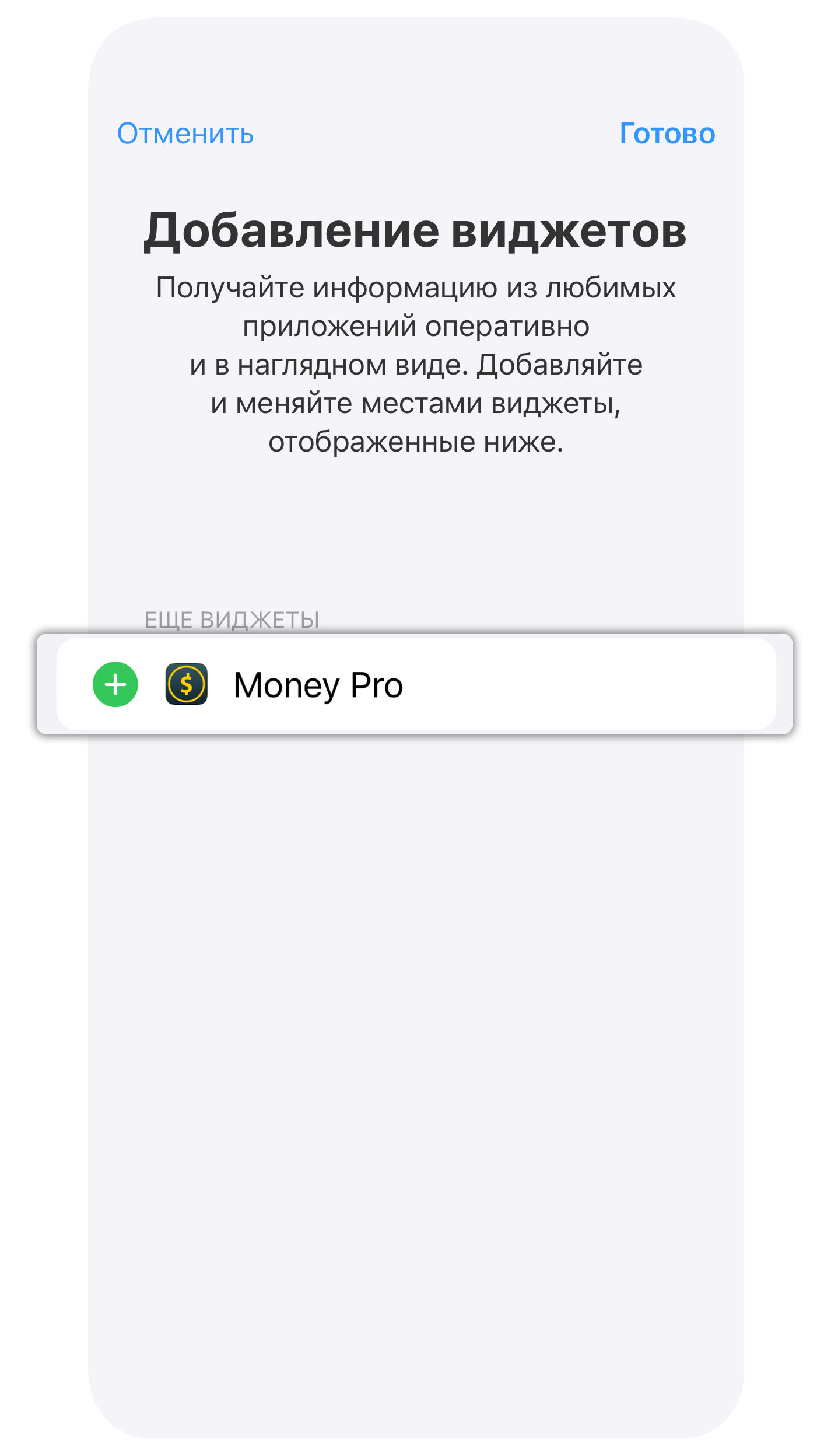 Money Pro - Виджет - iPhone