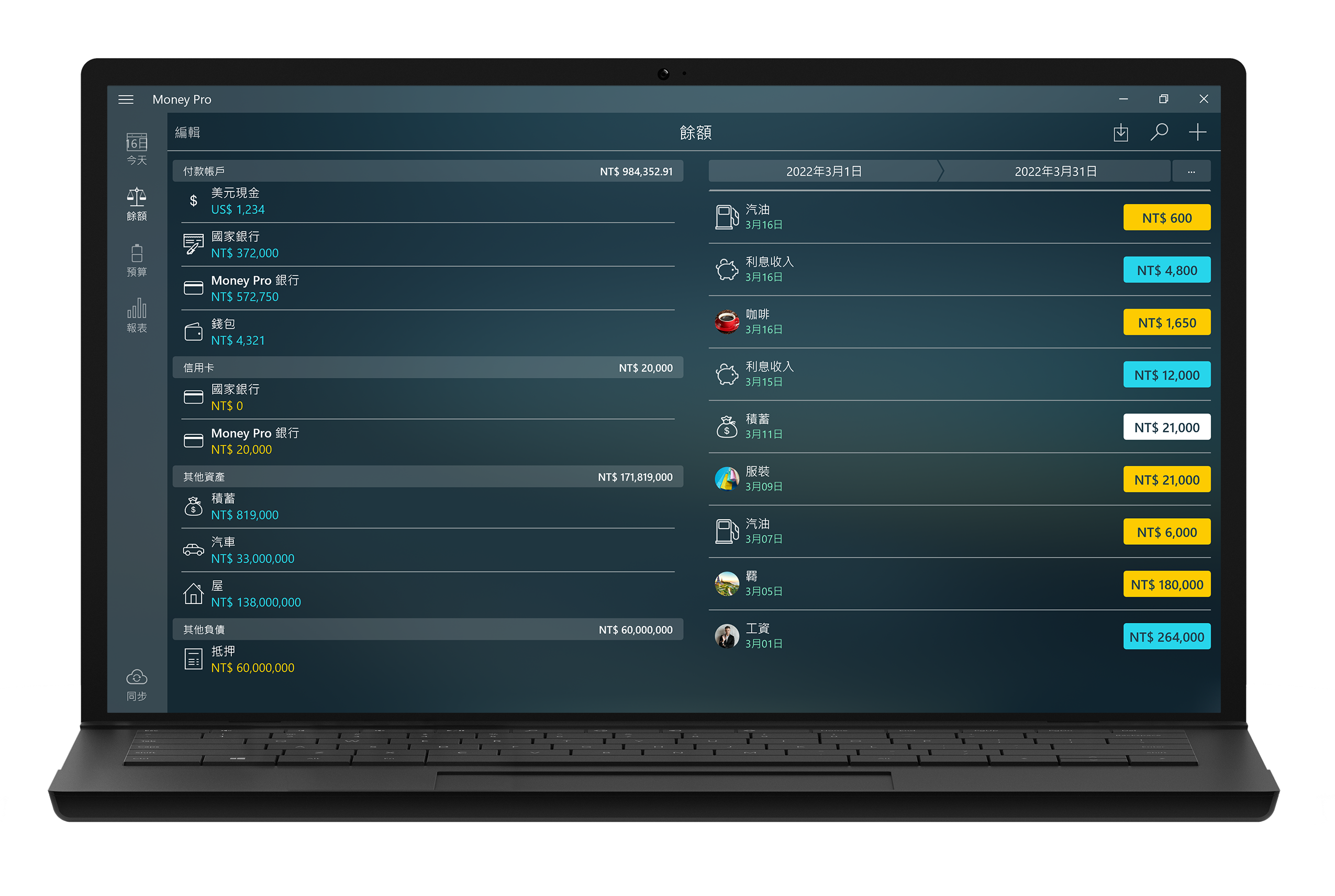 Money Pro for Mac - 支票簿登記